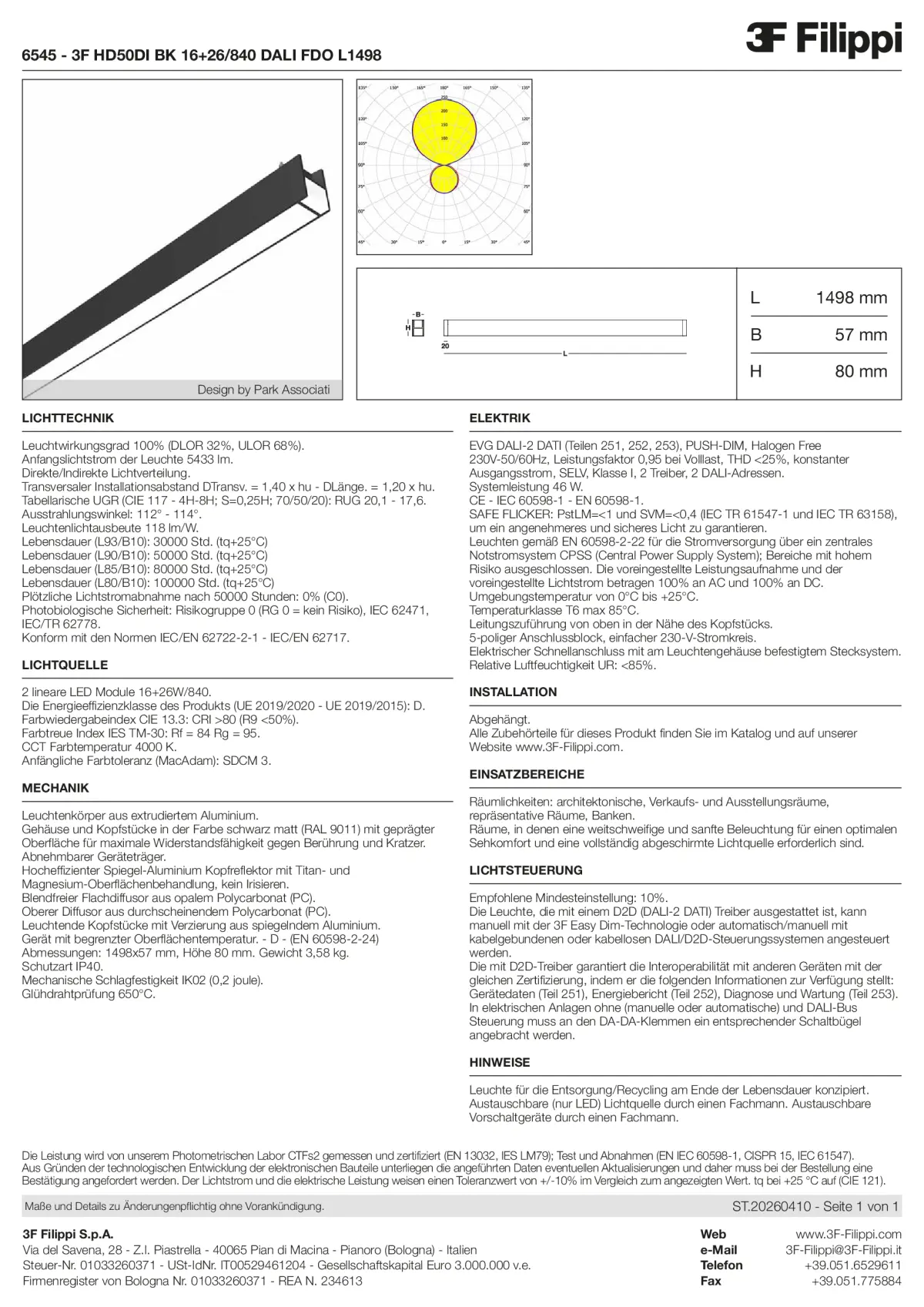 6545 - 3F HD50DI BK 16+26-840 DALI FDO L1498 - Datasheet - de