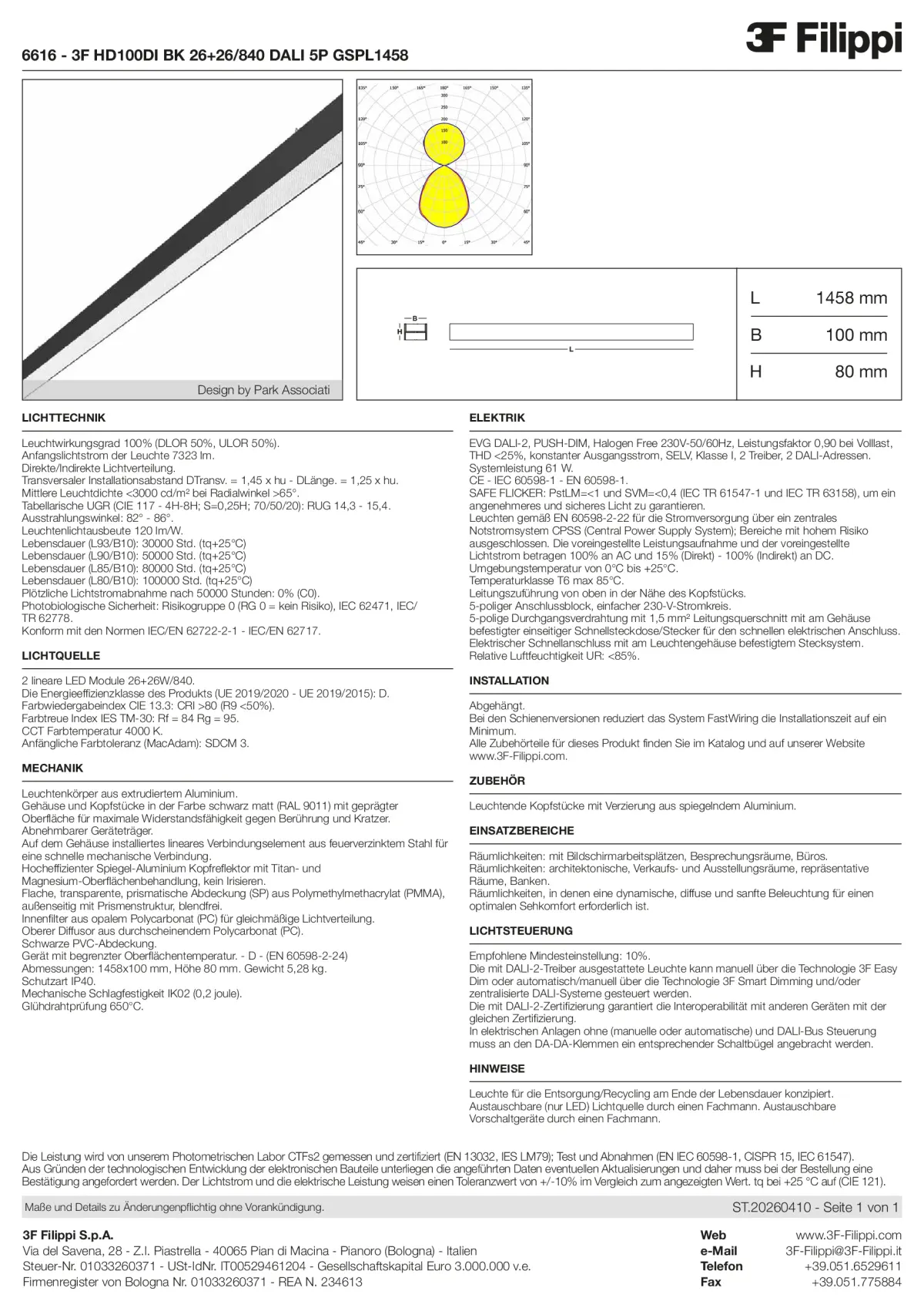 6616 - 3F HD100DI BK 26+26-840 DALI 5P GSPL1458 - Datasheet - de