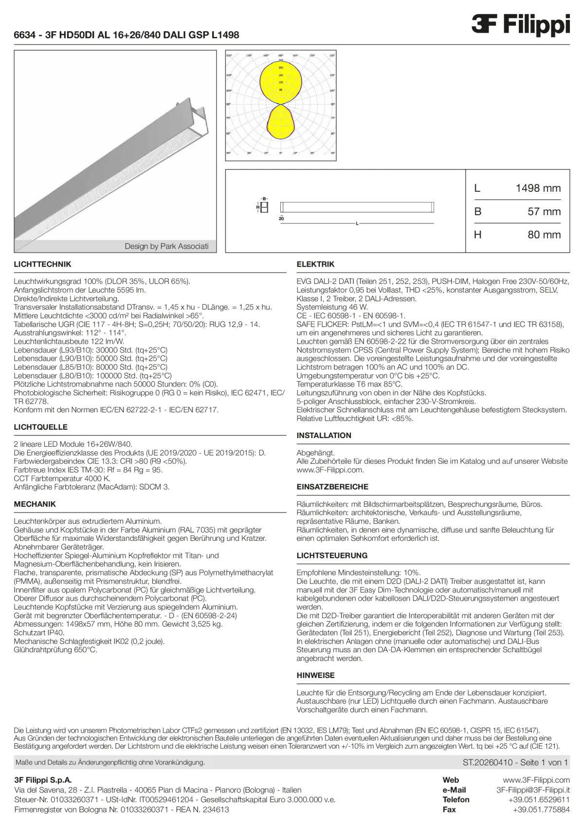 6634 - 3F HD50DI AL 16+26-840 DALI GSP L1498 - Datasheet - de