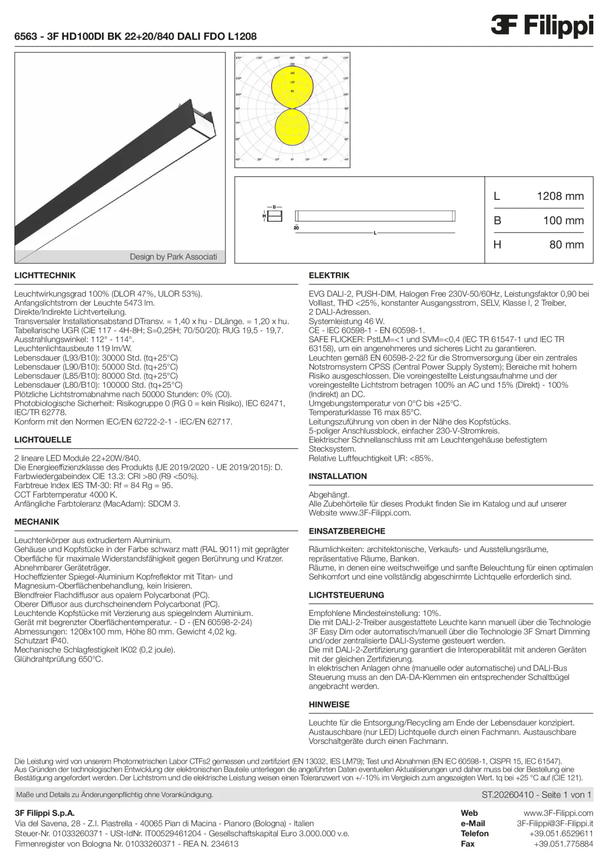 6563 - 3F HD100DI BK 22+20-840 DALI FDO L1208 - Datasheet - de