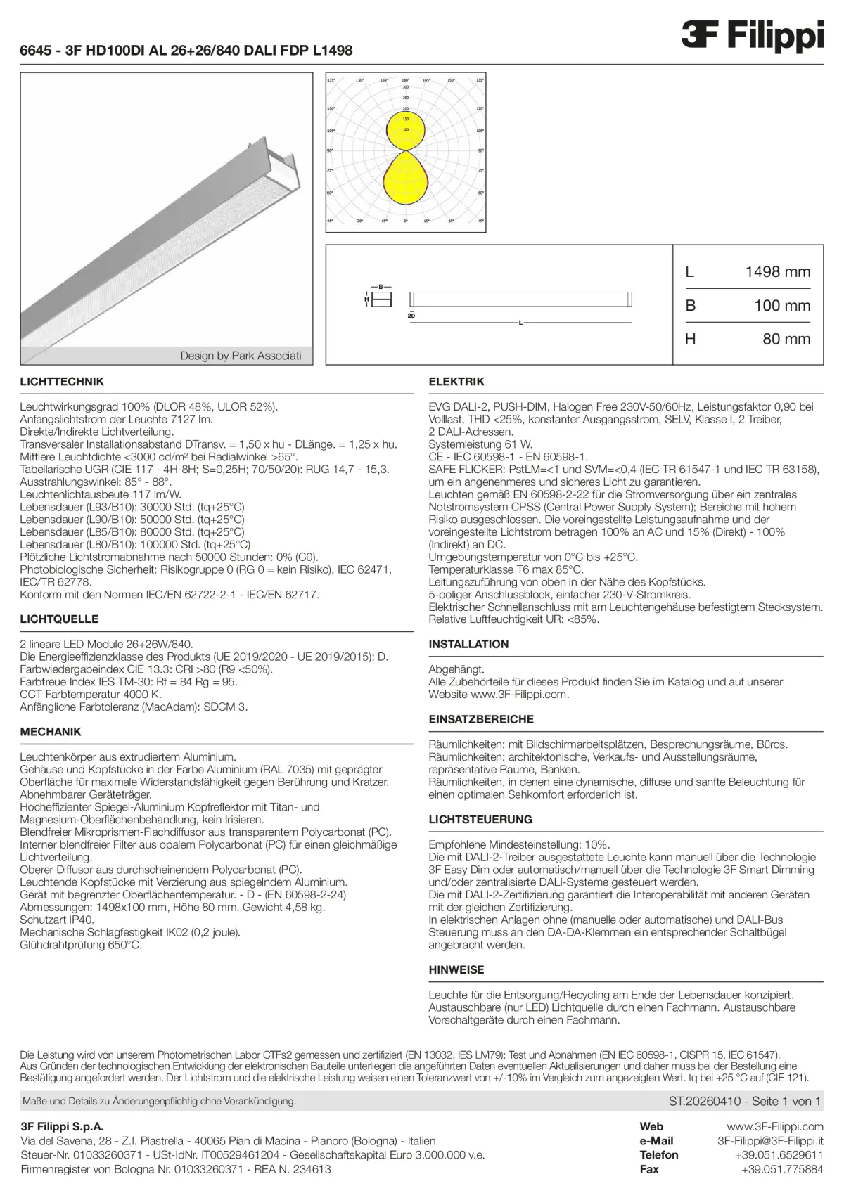 6645 - 3F HD100DI AL 26+26-840 DALI FDP L1498 - Datasheet - de