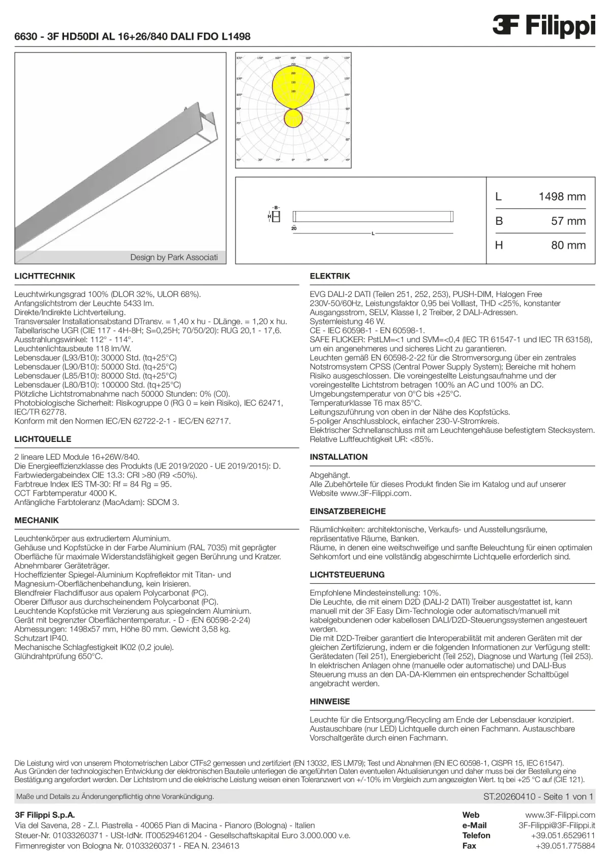 6630 - 3F HD50DI AL 16+26-840 DALI FDO L1498 - Datasheet - de