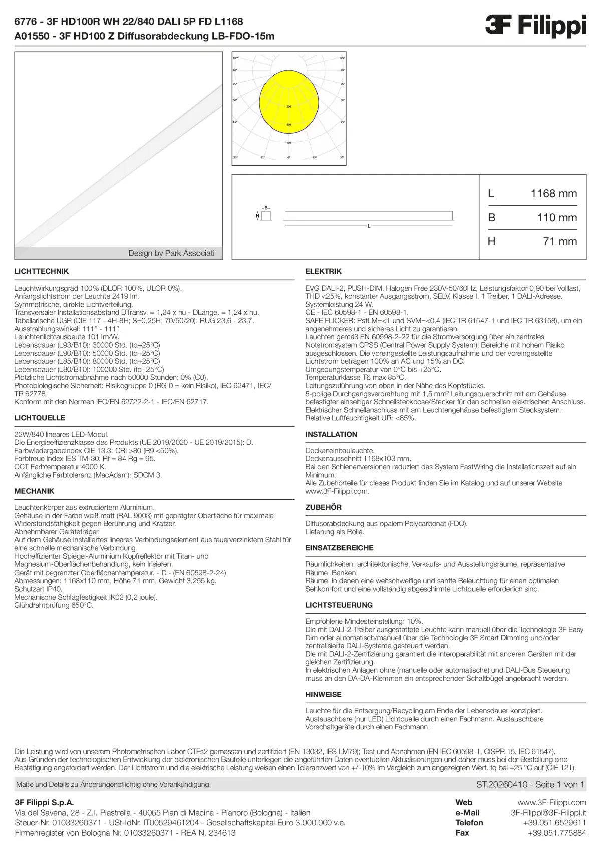 6776+A01550 - 3F HD100R WH 22-840 DALI 5P FD L1168 + FDO - Datasheet - de