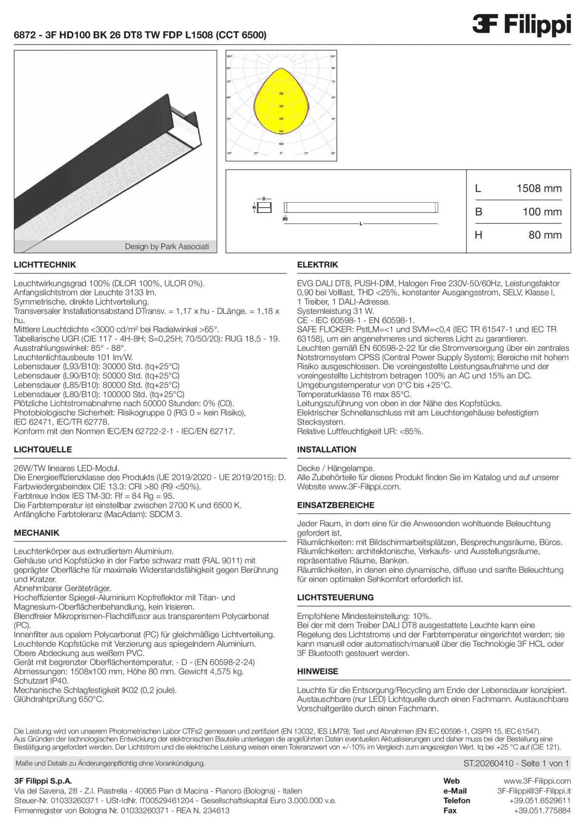 6872 - 3F HD100 BK 26 DT8 TW FDP L1508 (CCT 6500) - Datasheet - de