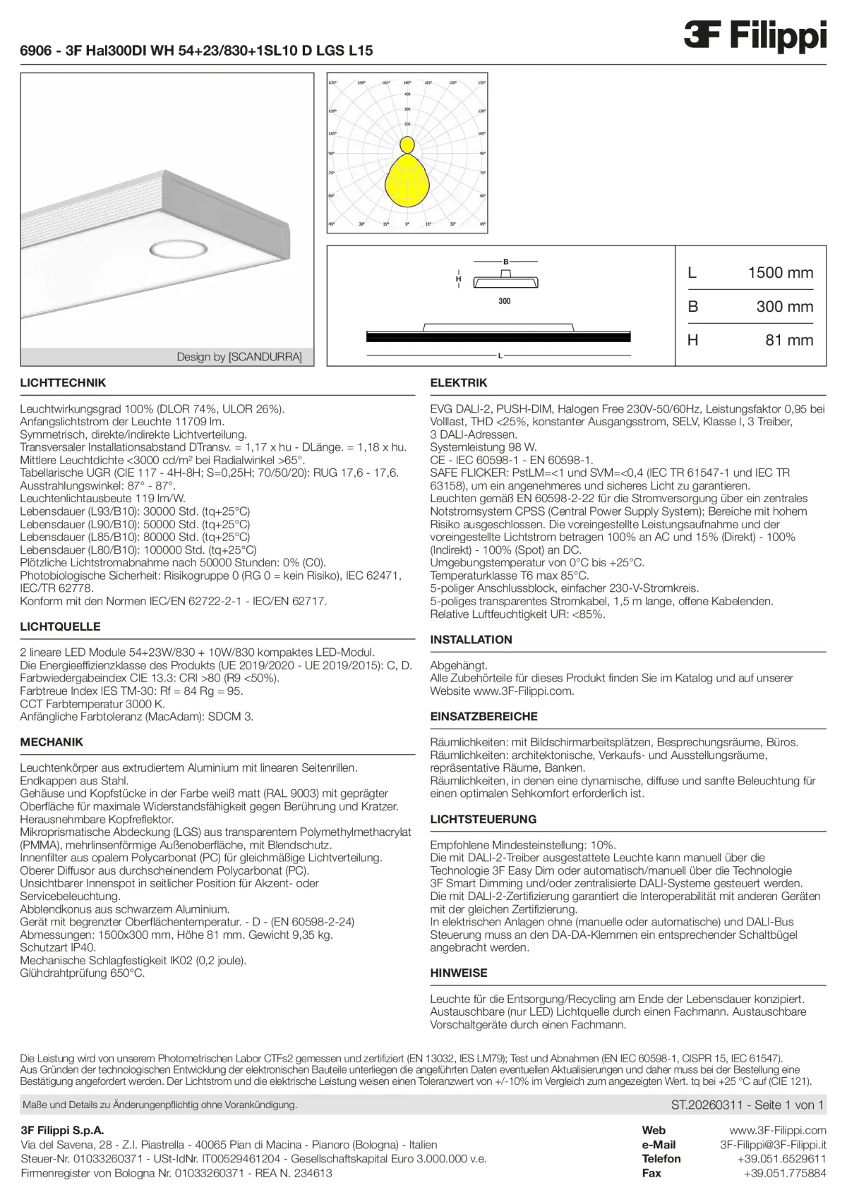6906 - 3F Hal300DI WH 54+23-830+1SL10 D LGS L15 - Datasheet - de