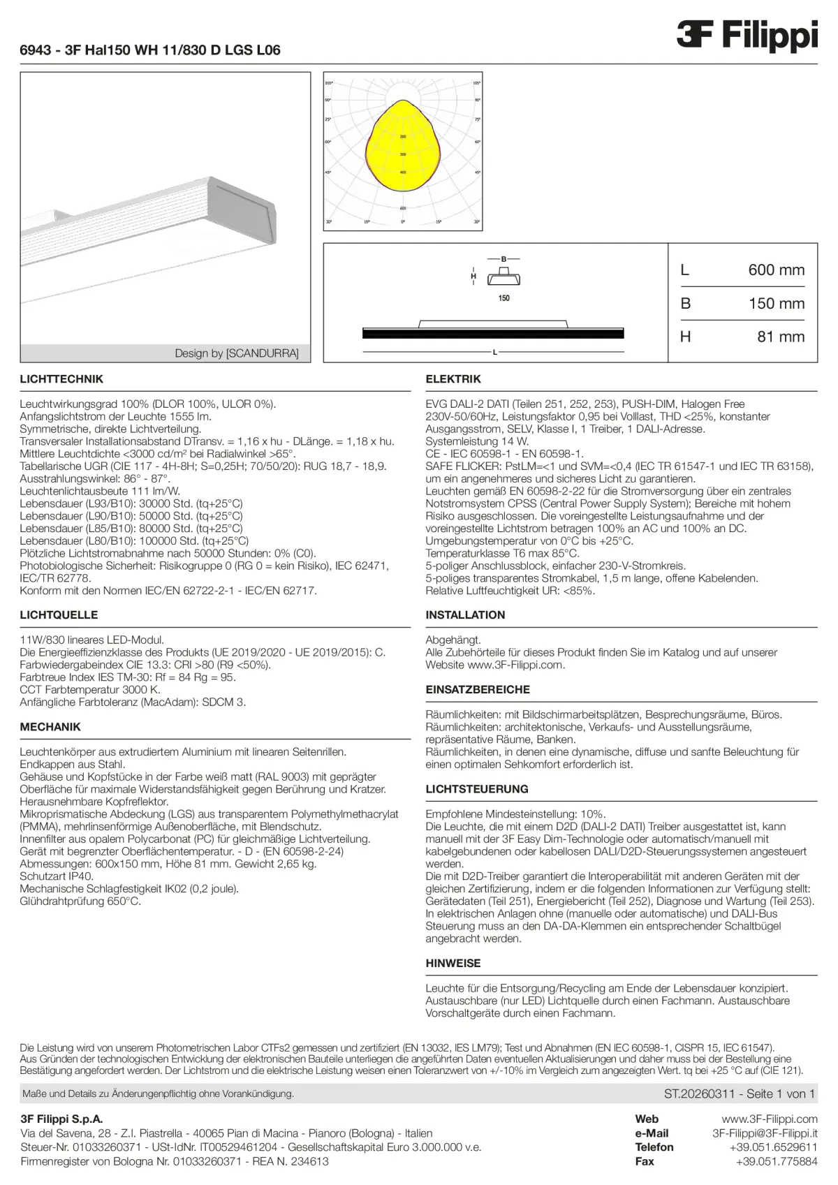 6943 - 3F Hal150 WH 11-830 D LGS L06 - Datasheet - de