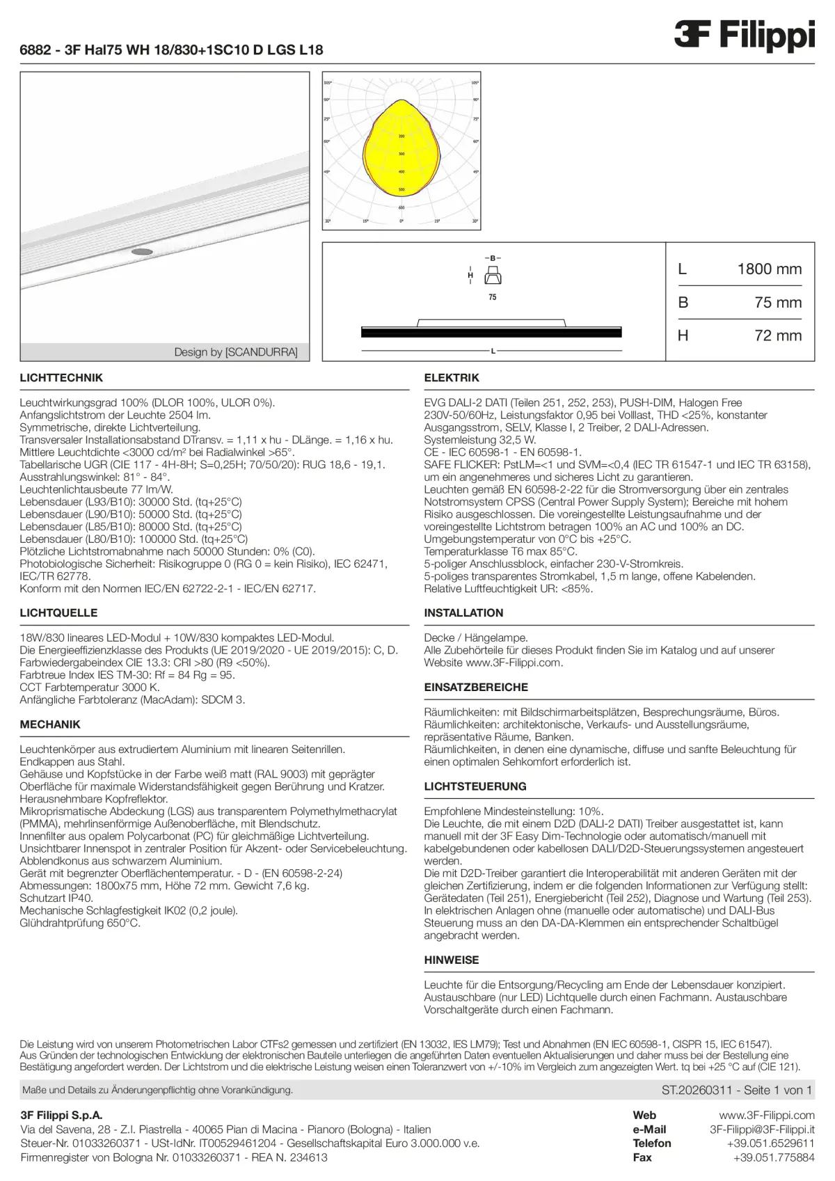 6882 - 3F Hal75 WH 18-830+1SC10 D LGS L18 - Datasheet - de