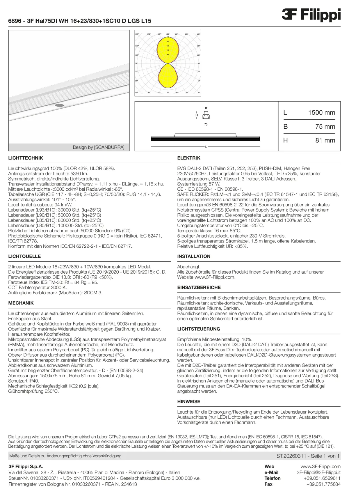 6896 - 3F Hal75DI WH 16+23-830+1SC10 D LGS L15 - Datasheet - de