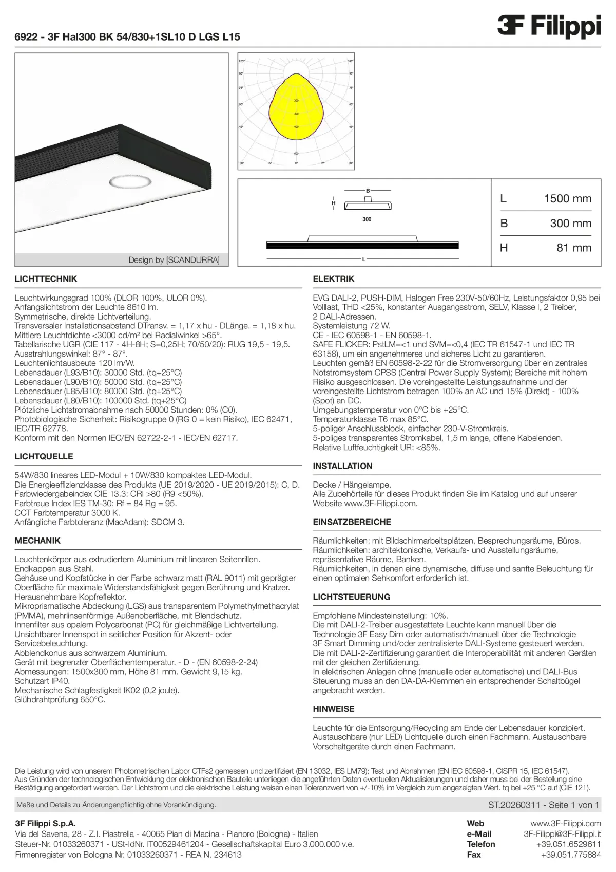 6922 - 3F Hal300 BK 54-830+1SL10 D LGS L15 - Datasheet - de