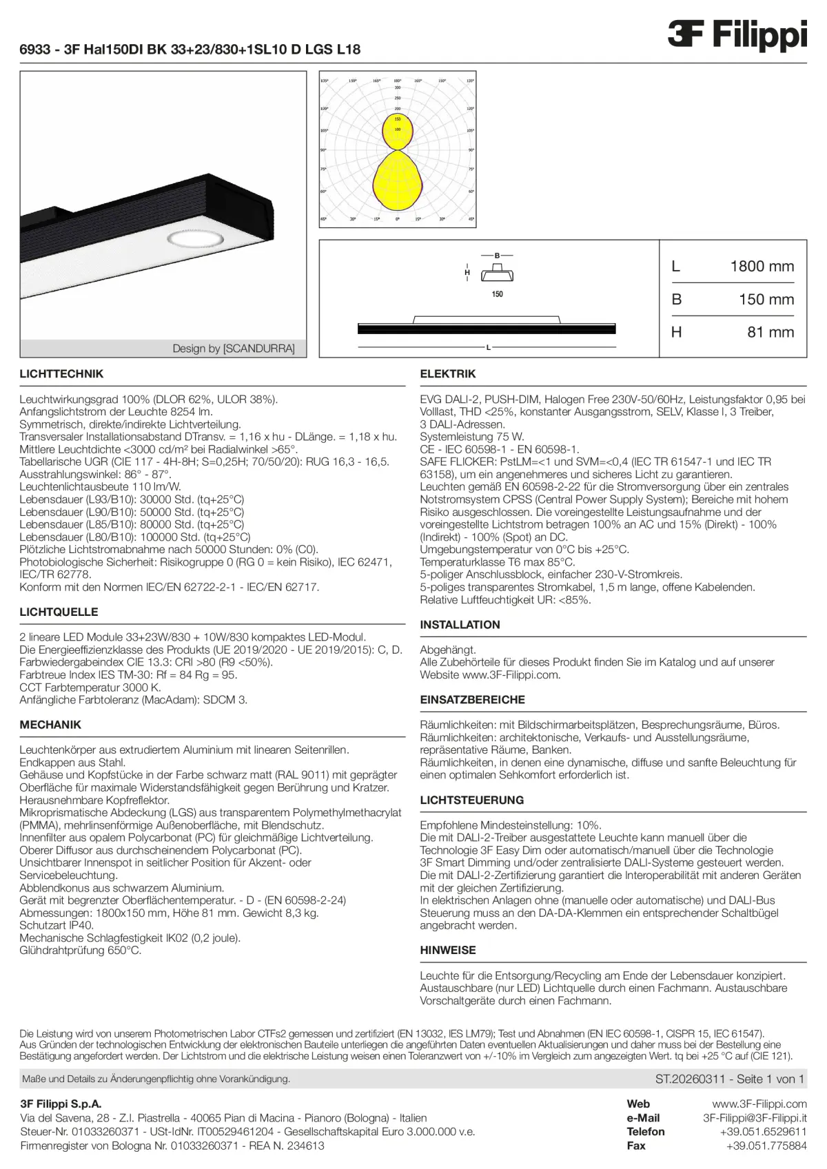 6933 - 3F Hal150DI BK 33+23-830+1SL10 D LGS L18 - Datasheet - de