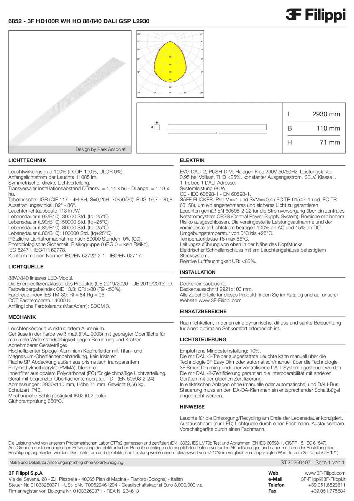 6852 - 3F HD100R WH HO 88-840 DALI GSP L2930 - Datasheet - de