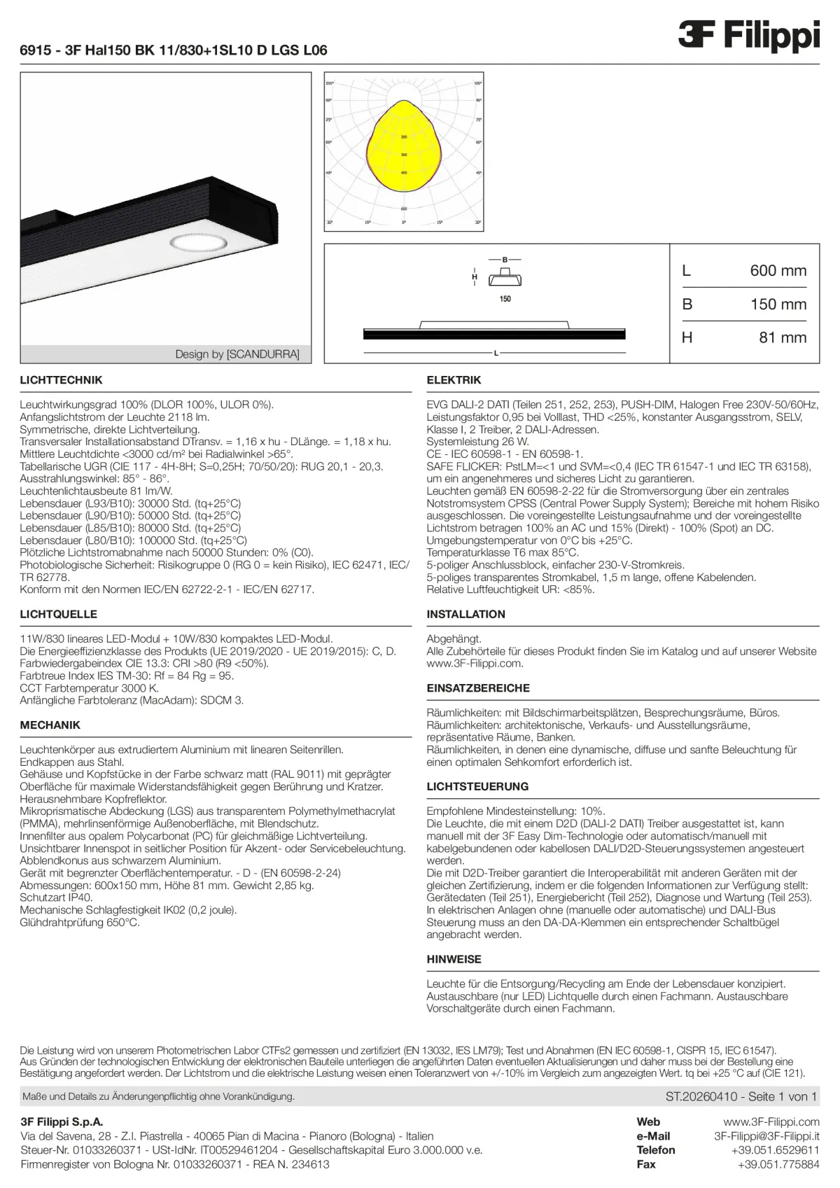 6915 - 3F Hal150 BK 11-830+1SL10 D LGS L06 - Datasheet - de