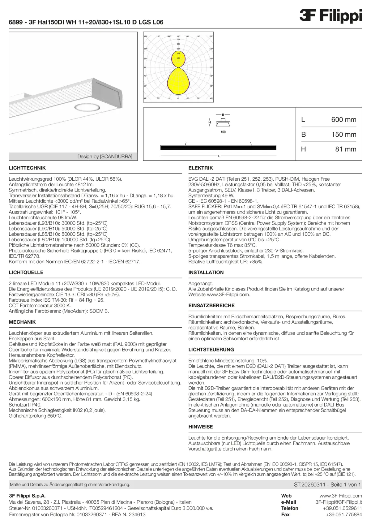 6899 - 3F Hal150DI WH 11+20-830+1SL10 D LGS L06 - Datasheet - de