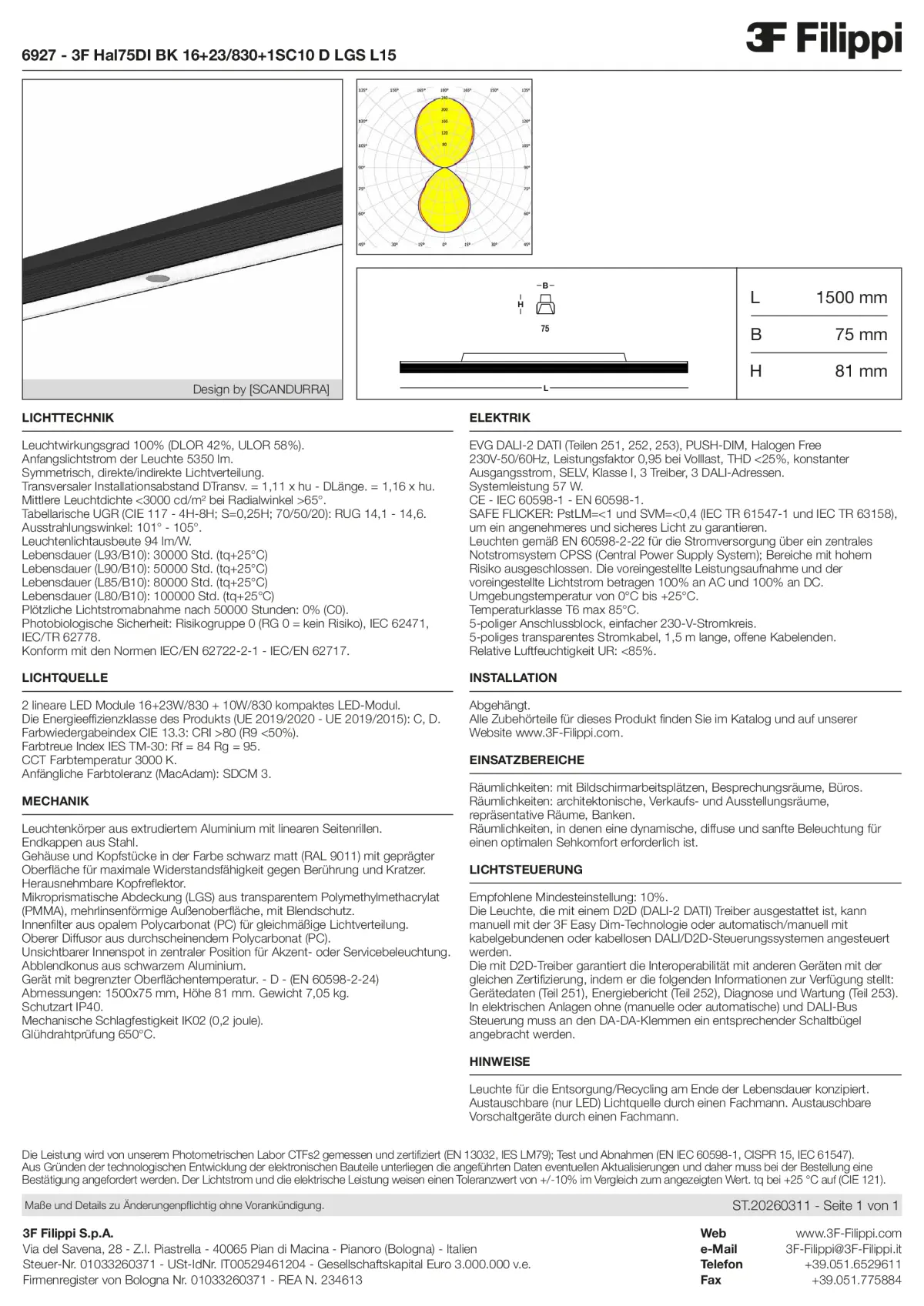 6927 - 3F Hal75DI BK 16+23-830+1SC10 D LGS L15 - Datasheet - de