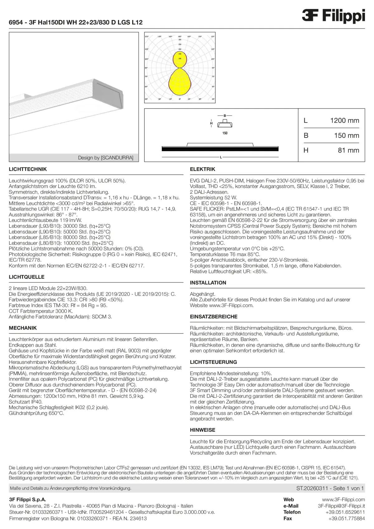 6954 - 3F Hal150DI WH 22+23-830 D LGS L12 - Datasheet - de