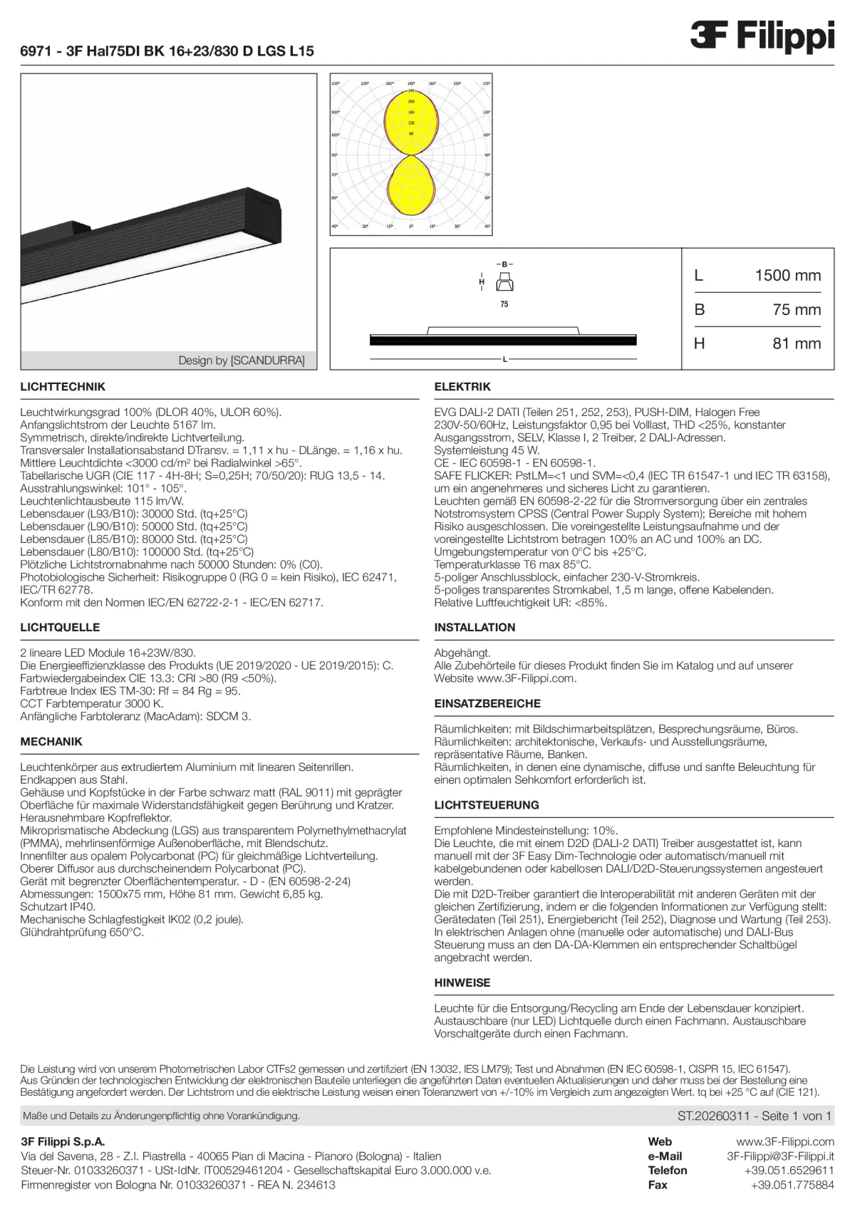 6971 - 3F Hal75DI BK 16+23-830 D LGS L15 - Datasheet - de