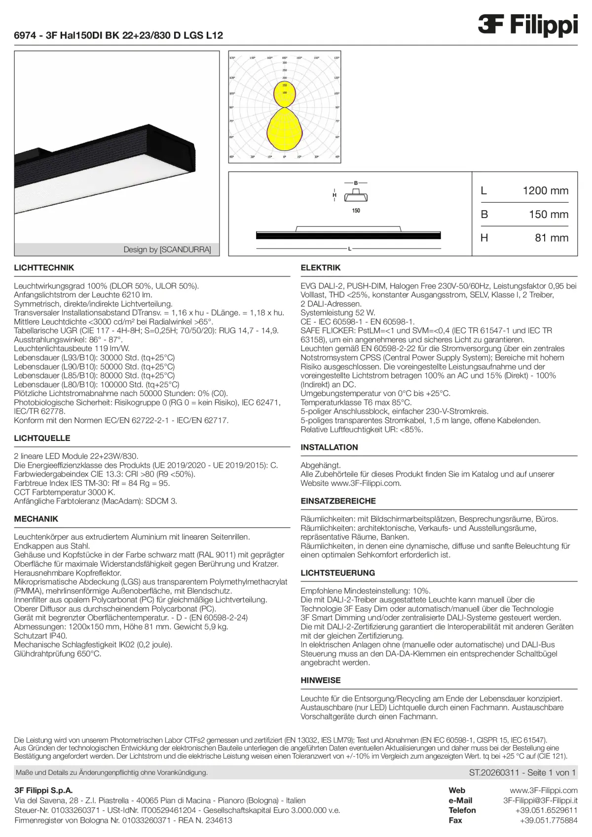 6974 - 3F Hal150DI BK 22+23-830 D LGS L12 - Datasheet - de