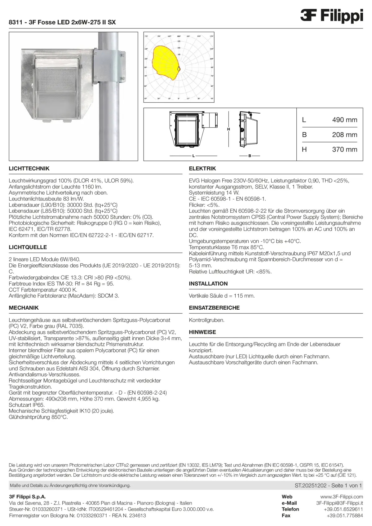 8311 - 3F Fosse LED 2x6W-275 II SX - Datasheet - de