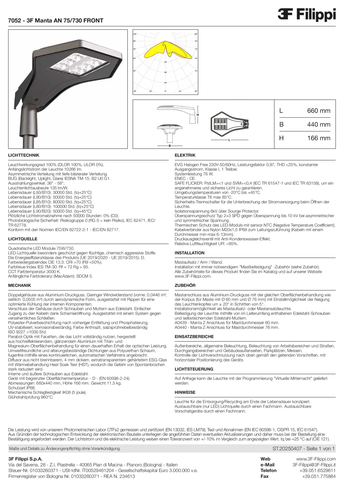 7052 - 3F Manta AN 75-730 FRONT - Datasheet - de