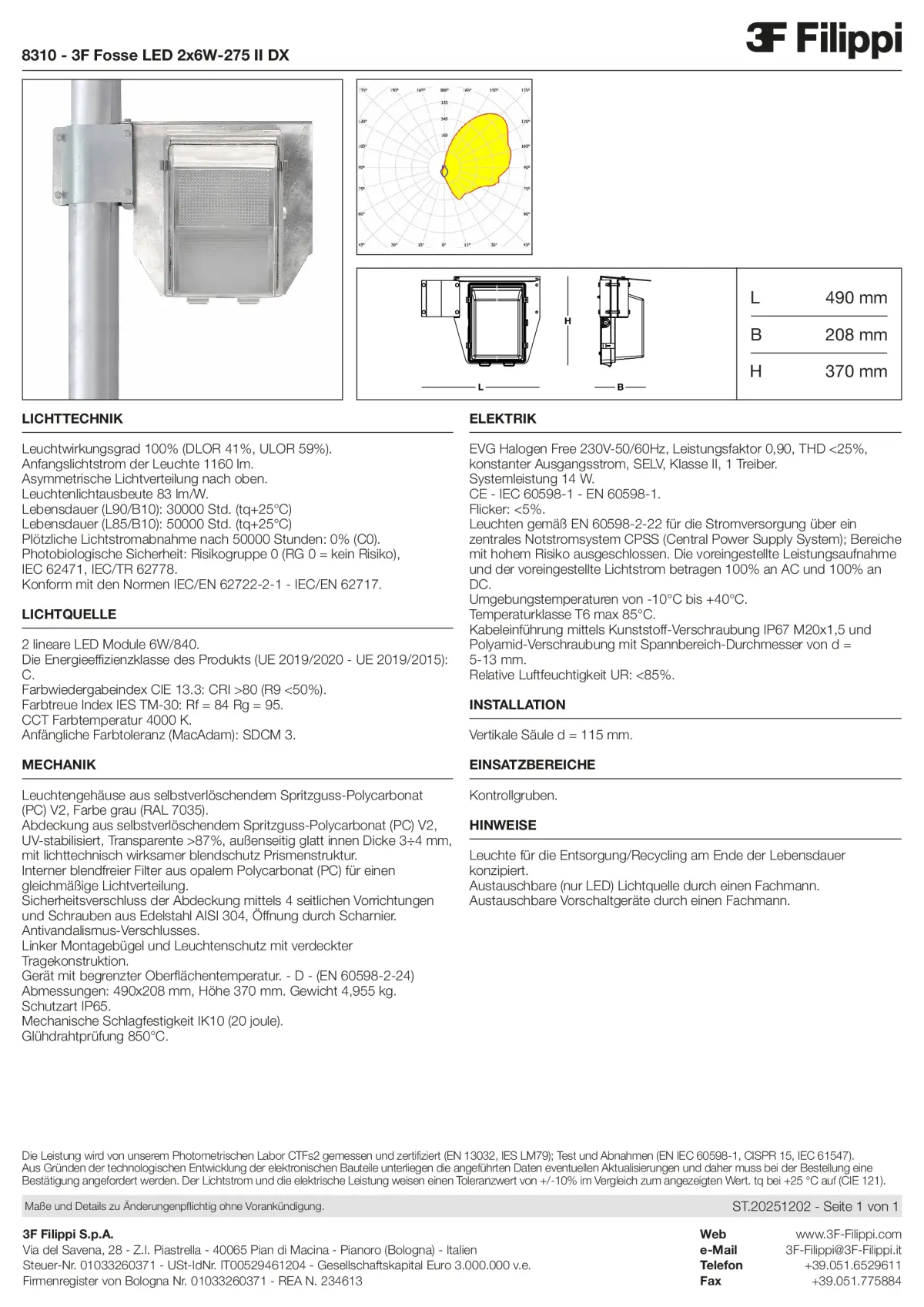 8310 - 3F Fosse LED 2x6W-275 II DX - Datasheet - de