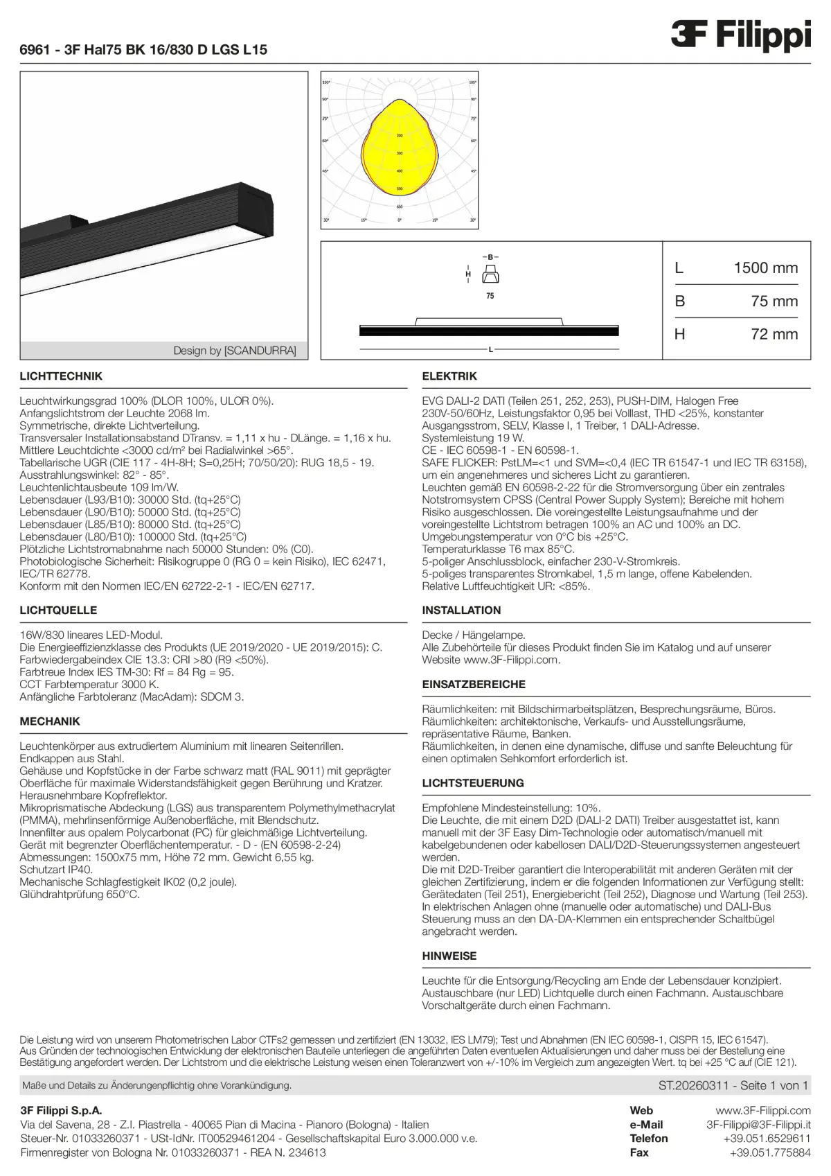 6961 - 3F Hal75 BK 16-830 D LGS L15 - Datasheet - de