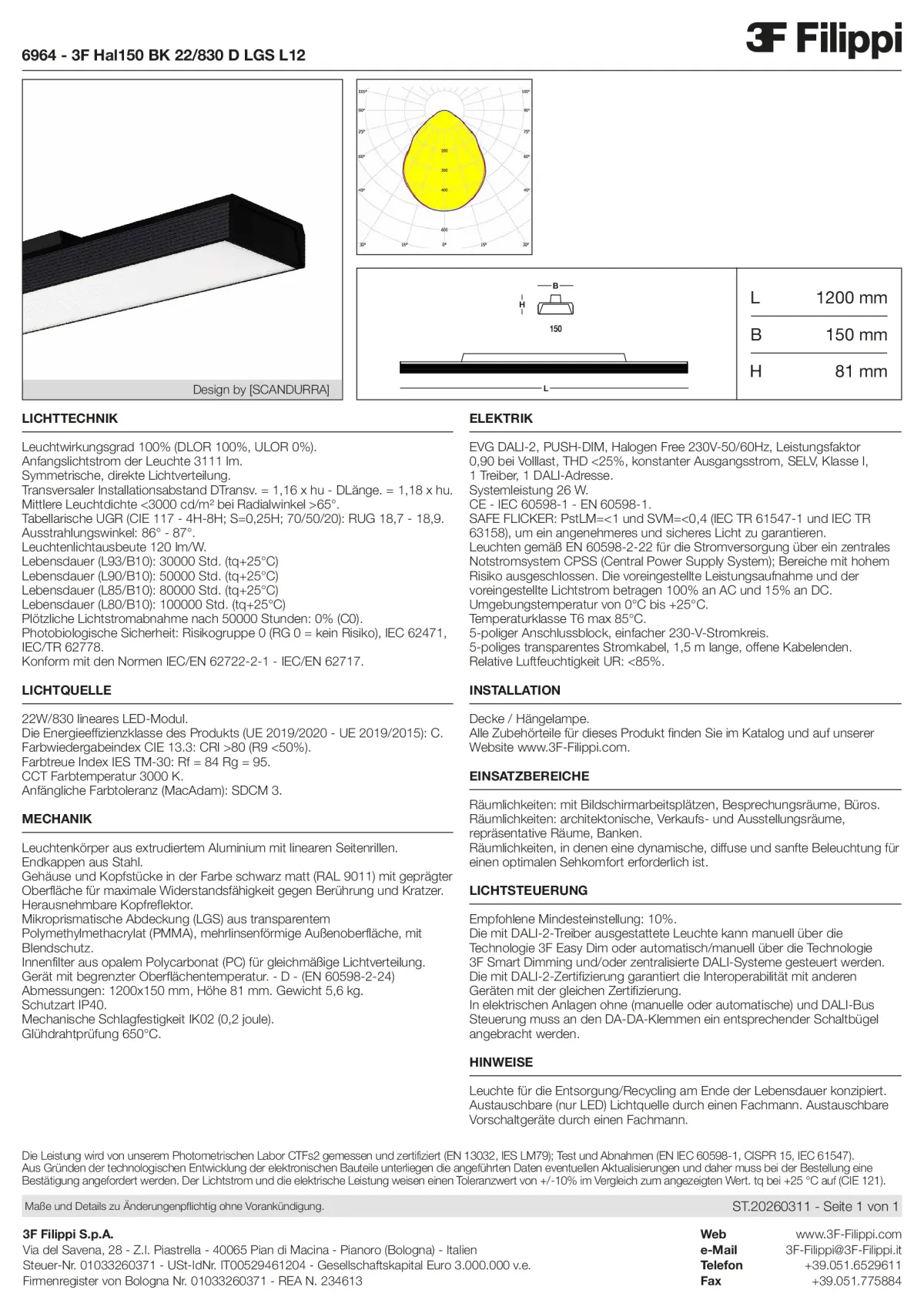 6964 - 3F Hal150 BK 22-830 D LGS L12 - Datasheet - de