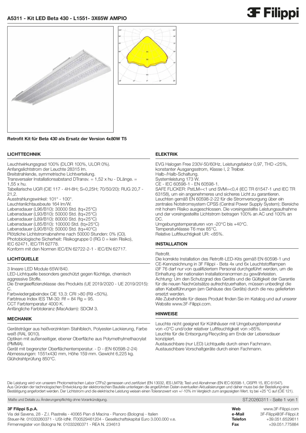 A5311 - Kit LED Beta 430 - L1551- 3X65W AMPIO - Datasheet - de