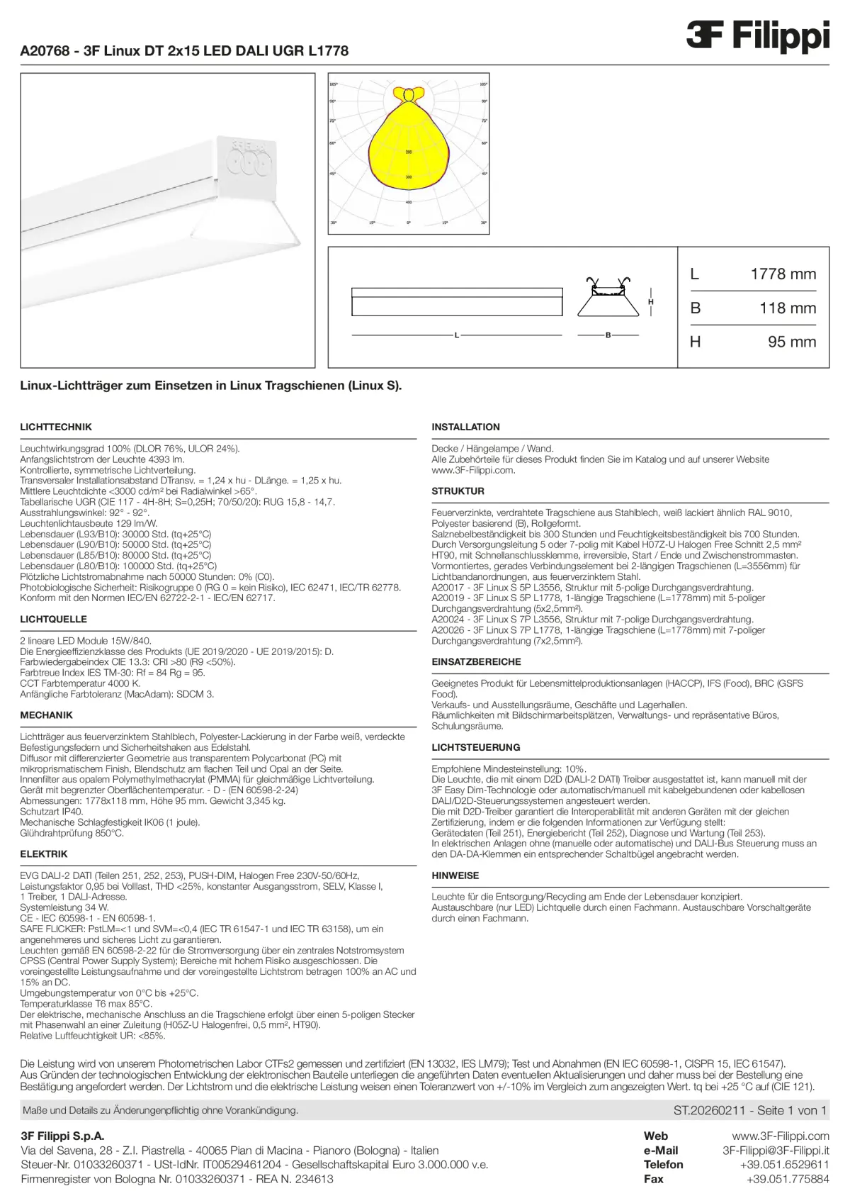 A20768 - 3F Linux DT 2x15 LED DALI UGR L1778 - Datasheet - de
