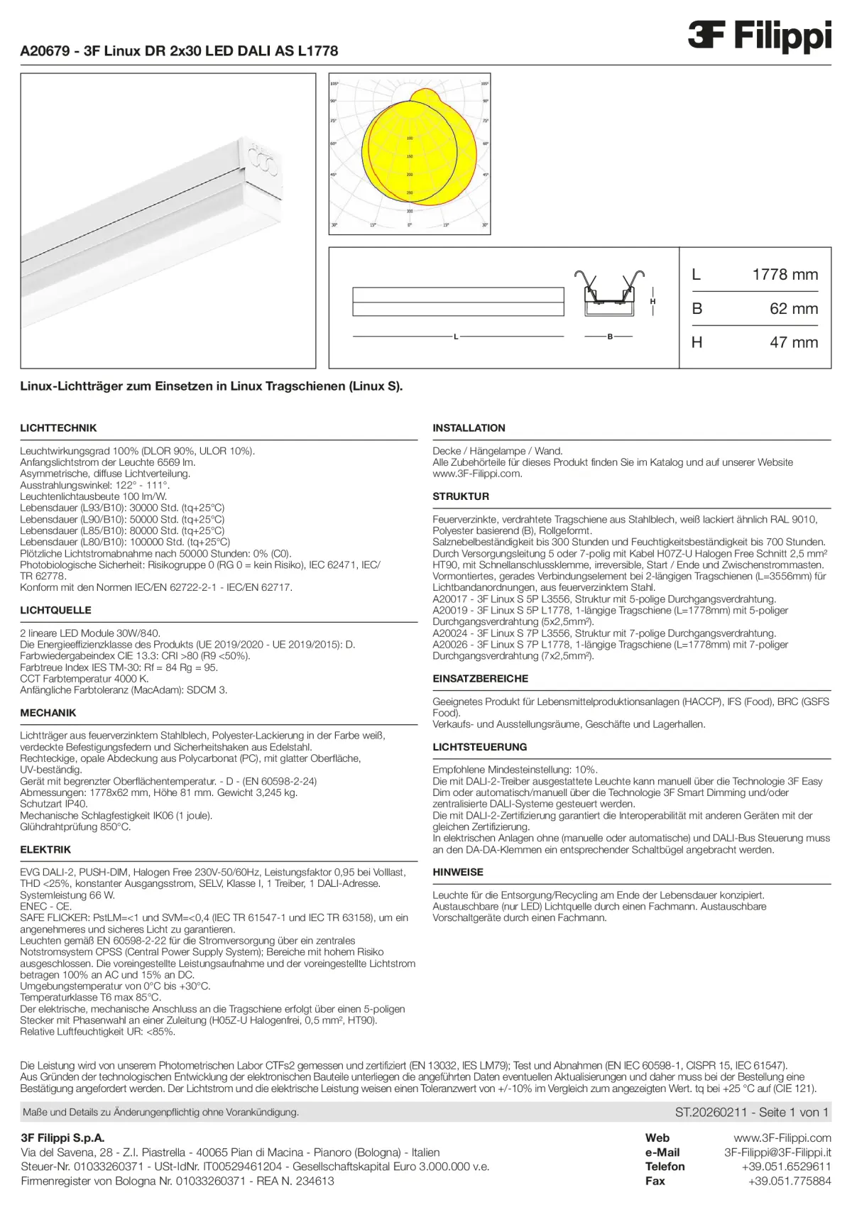 A20679 - 3F Linux DR 2x30 LED DALI AS L1778 - Datasheet - de