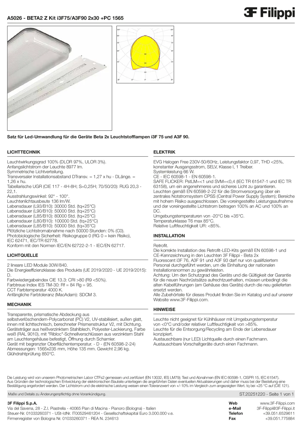 A5026 - KIT LED i3F 75, A3F 90-L1565 - 2x30W+PC - Datasheet - de