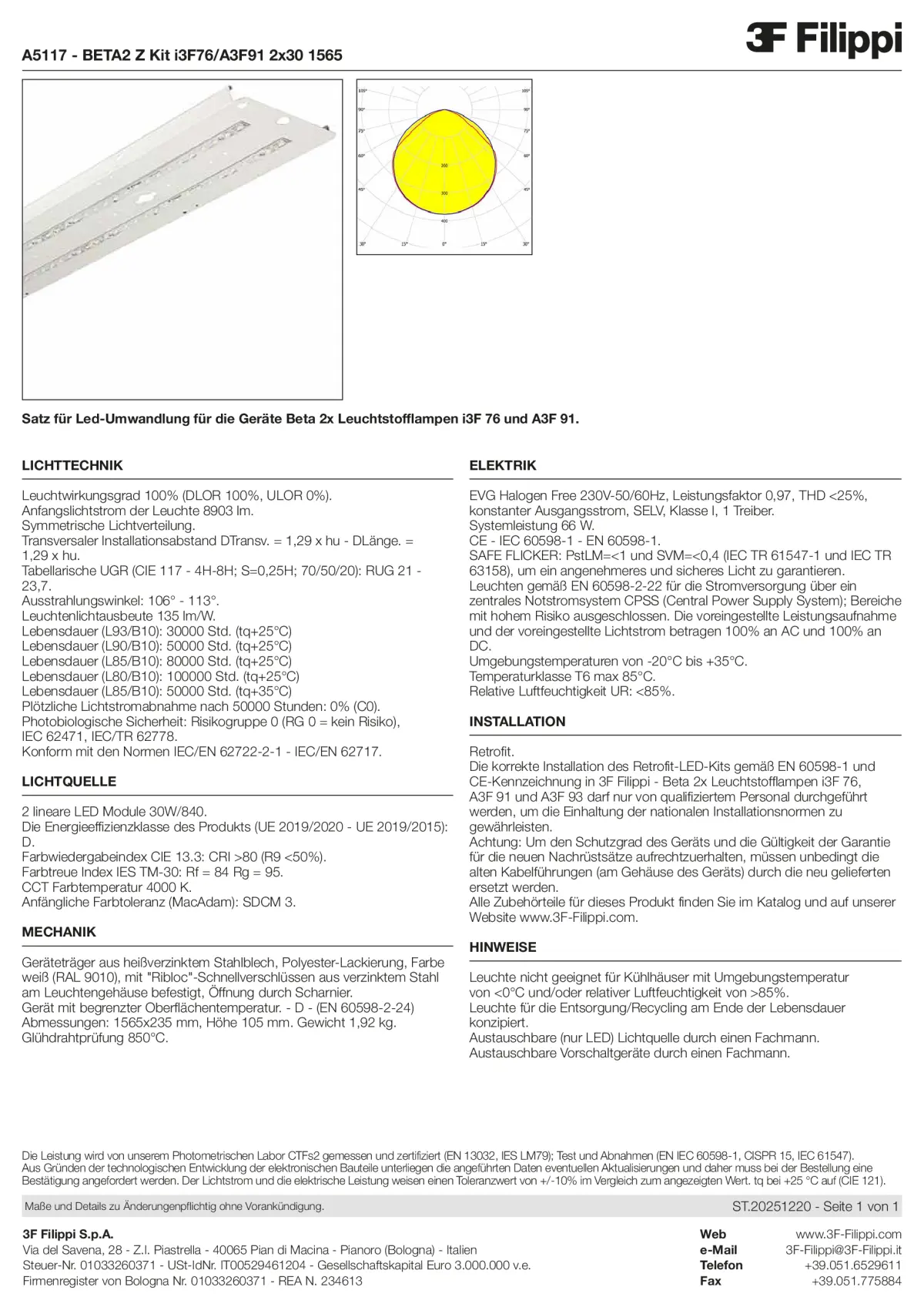 A5117 - KIT LED i3F 76, A3F 91 - L1565-2x30W - Datasheet - de