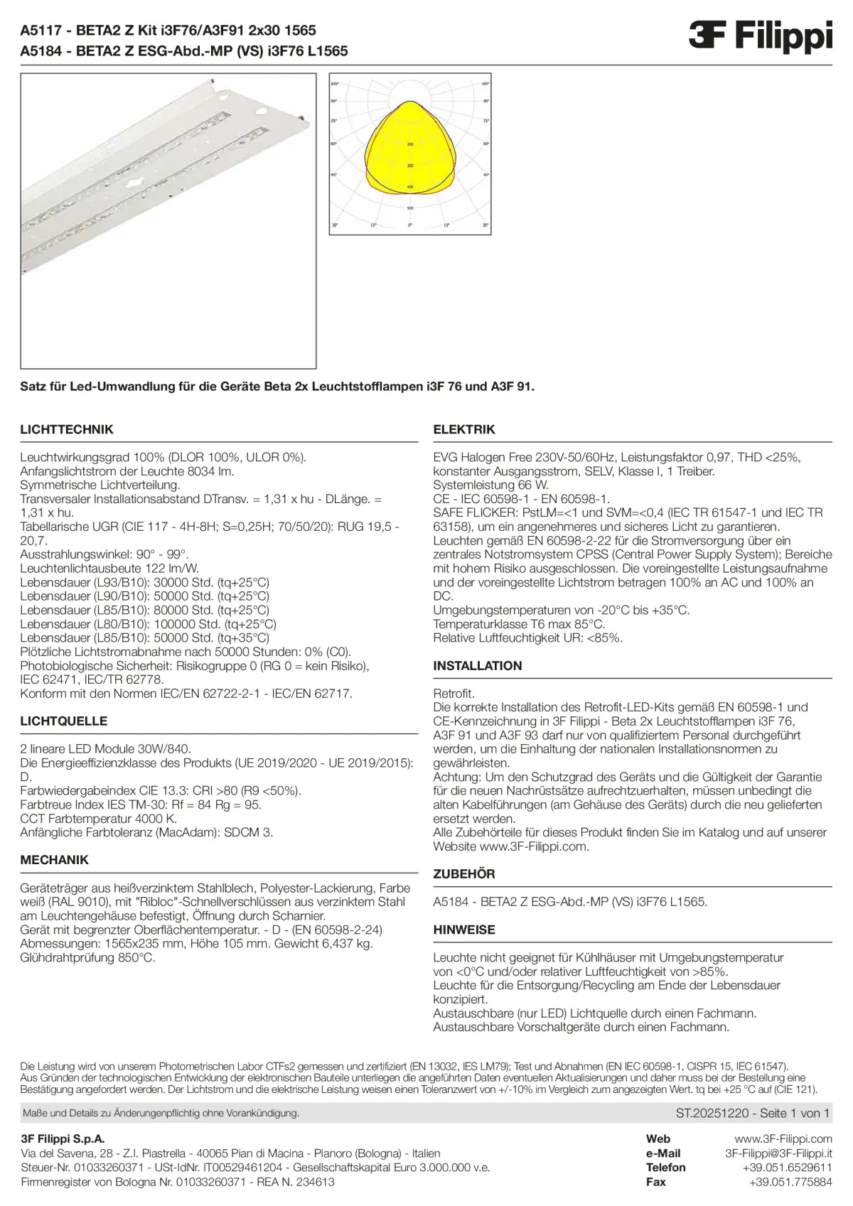 A5117+A5184 - KIT LED i3F 76, A3F 91 - L1565-2x30W + VS - Datasheet - de