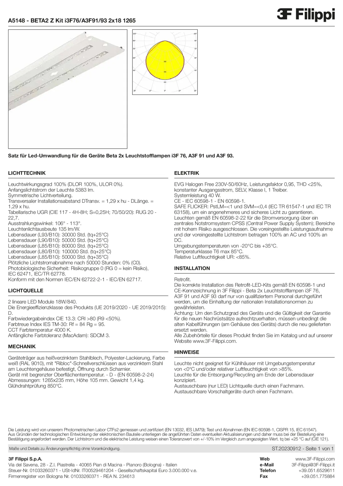 A5148 - KIT LED i3F 76,A3F 91,A3F 93-L1265-2x18W - Datasheet - de