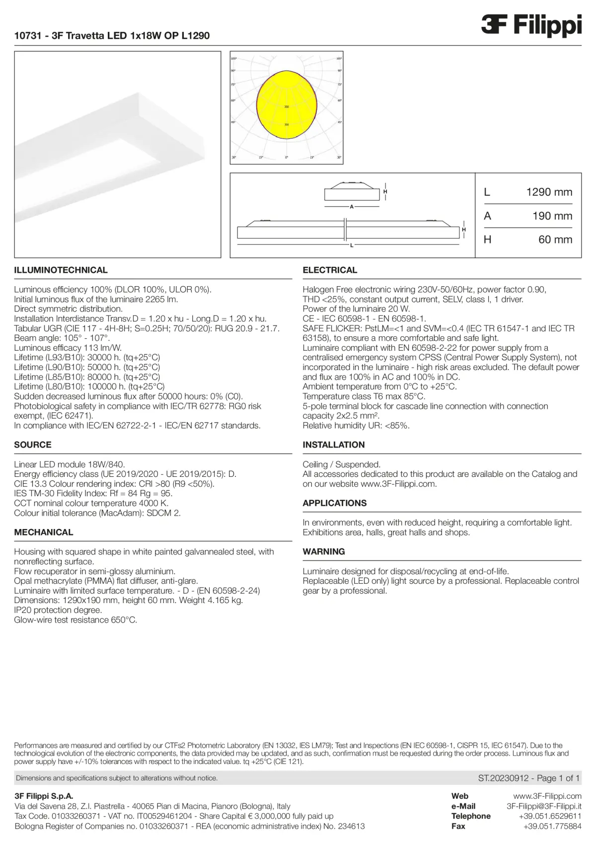 10731 - 3F Travetta LED 1x18W OP L1290 - Datasheet - en