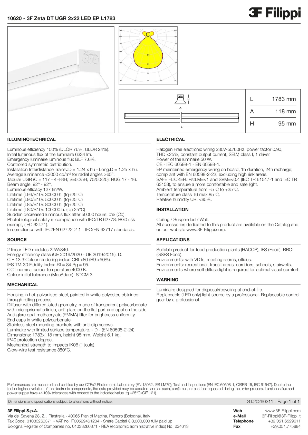 10620 - 3F Zeta DT UGR 2x22 LED EP L1783 - Datasheet - en