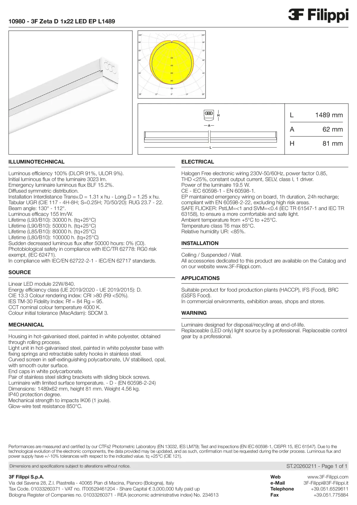 10980 - 3F Zeta D 1x22 LED EP L1489 - Datasheet - en