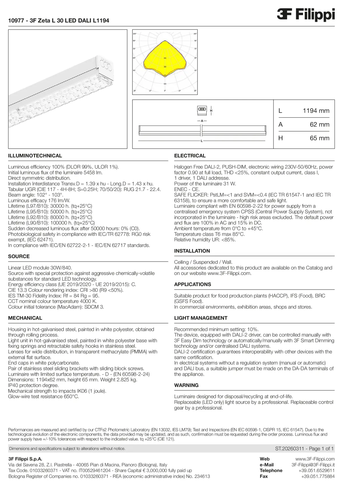 10977 - 3F Zeta L 30 LED DALI L1194 - Datasheet - en