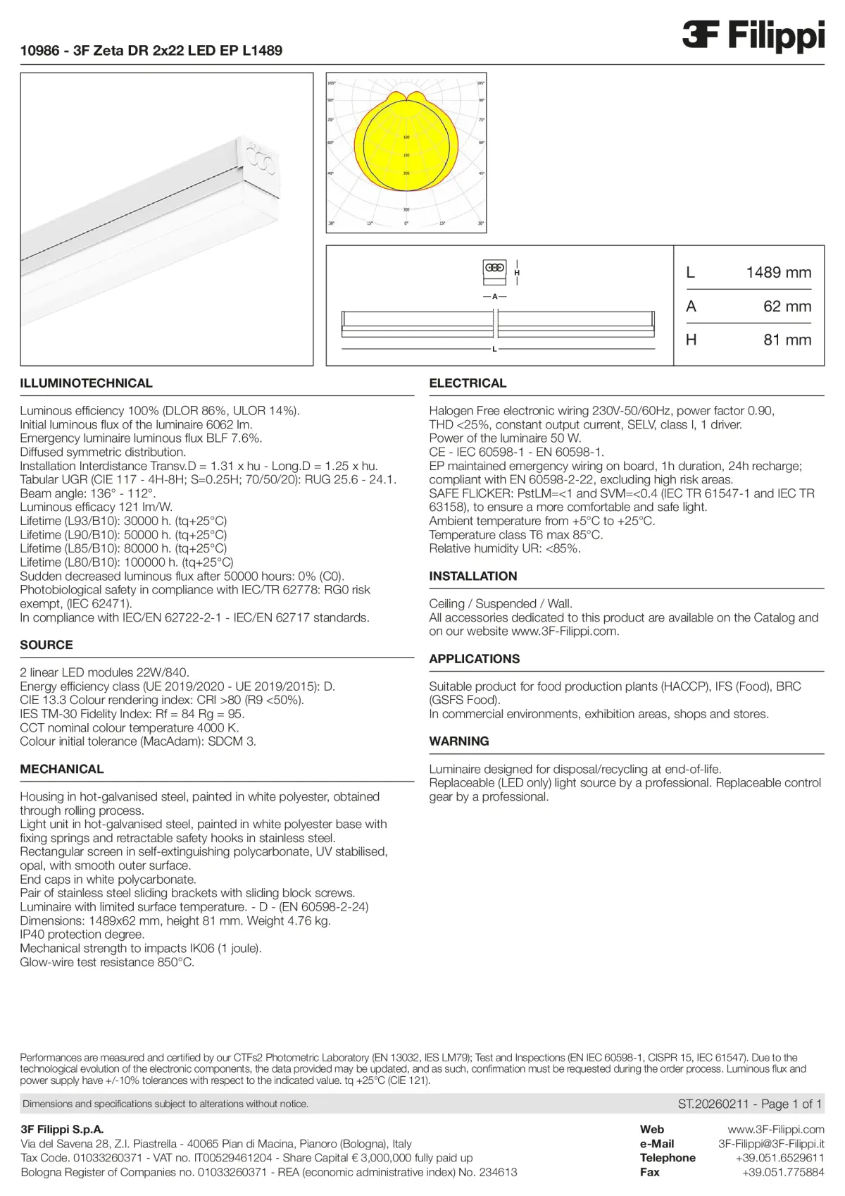 10986 - 3F Zeta DR 2x22 LED EP L1489 - Datasheet - en