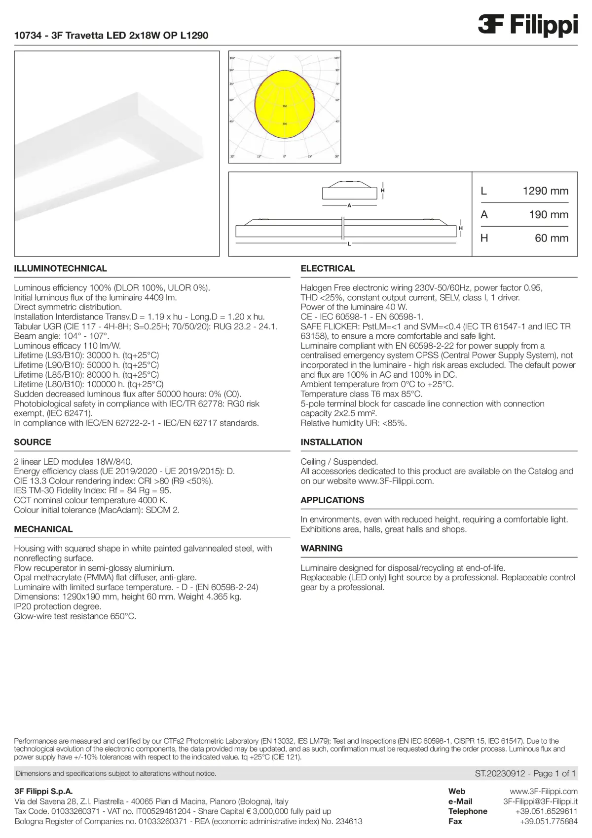 10734 - 3F Travetta LED 2x18W OP L1290 - Datasheet - en
