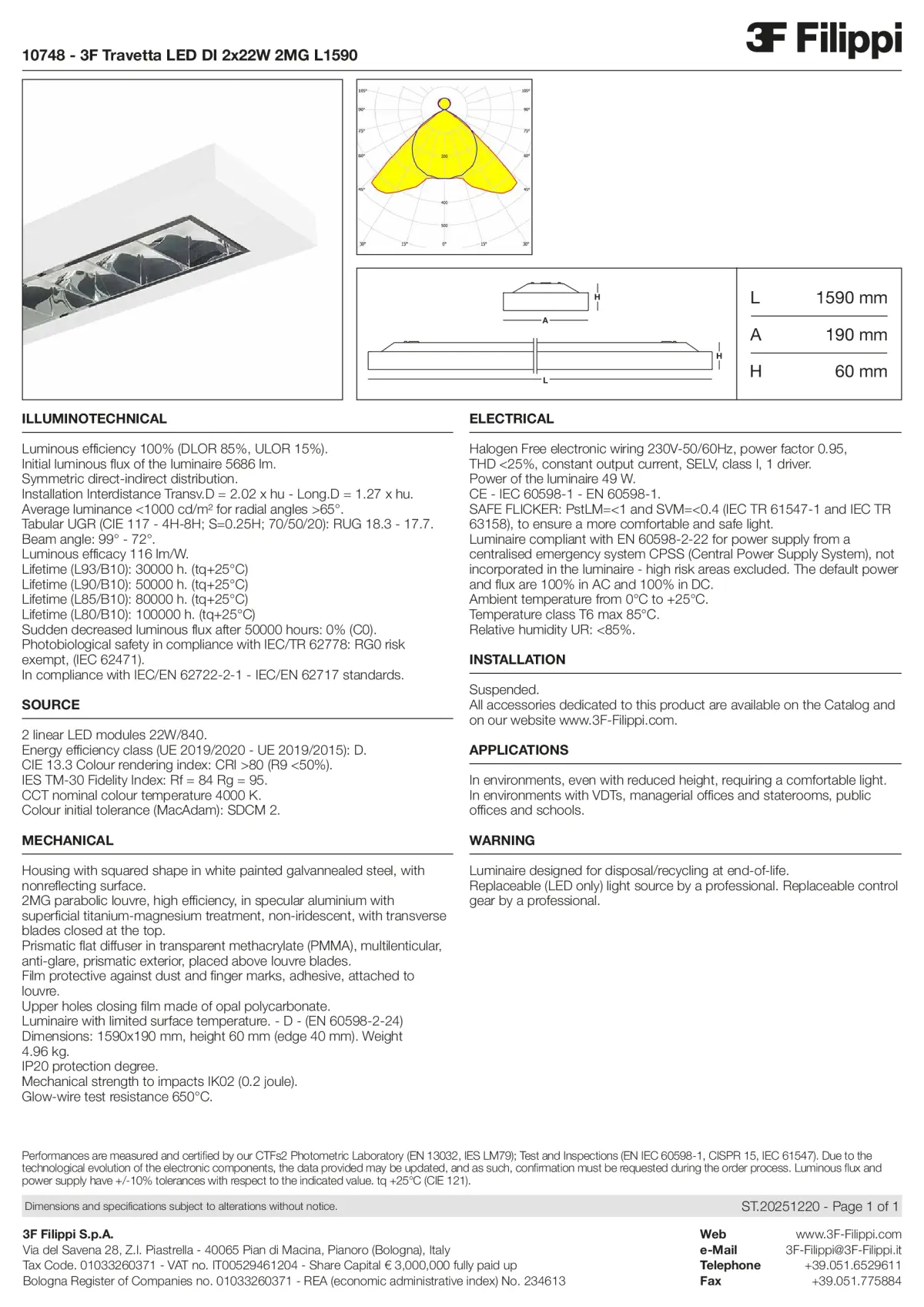 10748 - 3F Travetta LED DI 2x22W 2MG L1590 - Datasheet - en