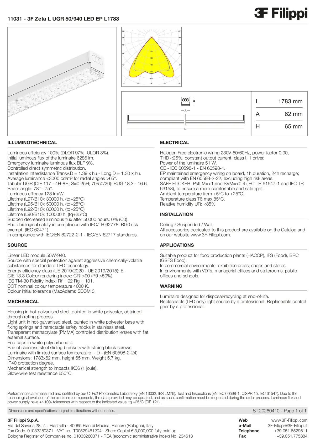 11031 - 3F Zeta L UGR 50-940 LED EP L1783 - Datasheet - en