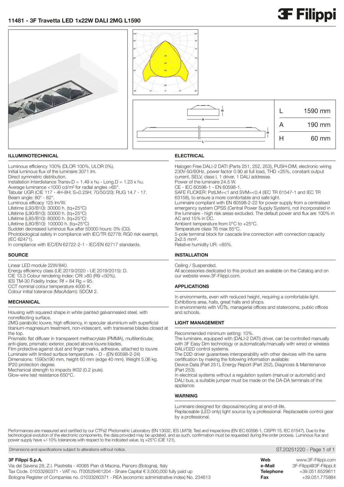 11481 - 3F Travetta LED 1x22W DALI 2MG L1590 - Datasheet - en