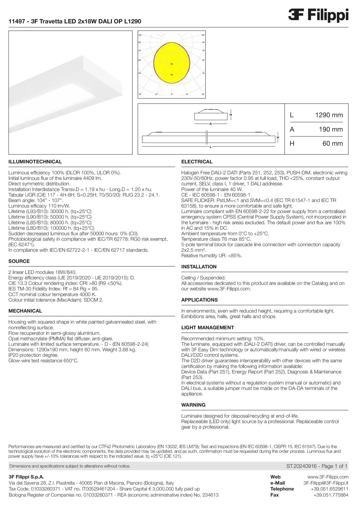 11497 - 3F Travetta LED 2x18W DALI OP L1290 - Datasheet - en