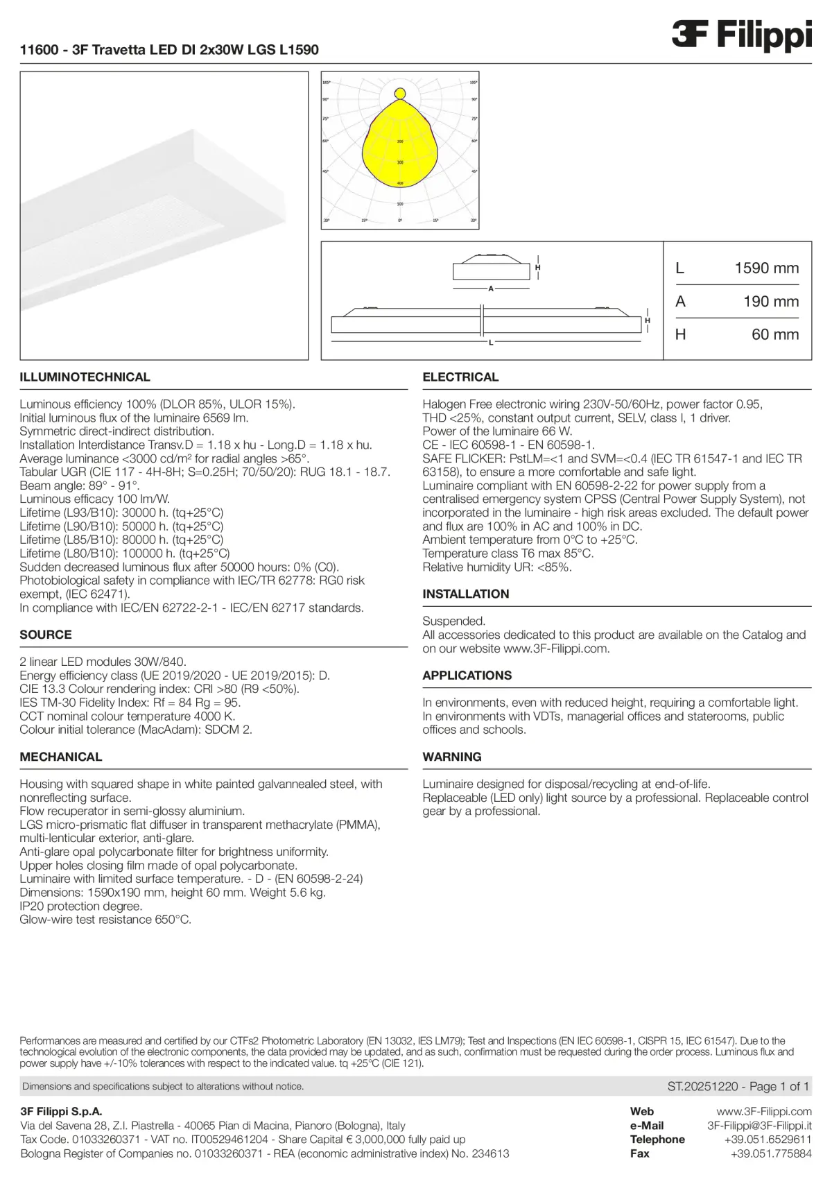 11600 - 3F Travetta LED DI 2x30W LGS L1590 - Datasheet - en