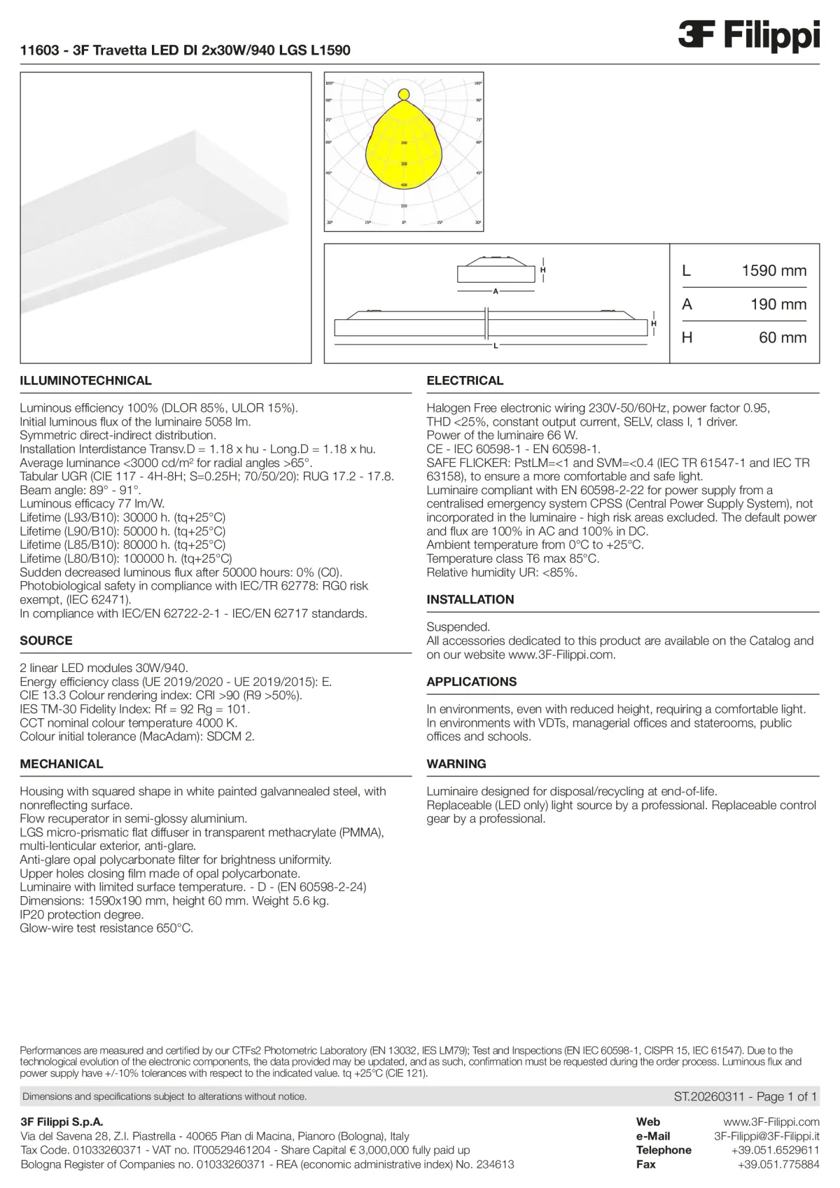 11603 - 3F Travetta LED DI 2x30W-940 LGS L1590 - Datasheet - en