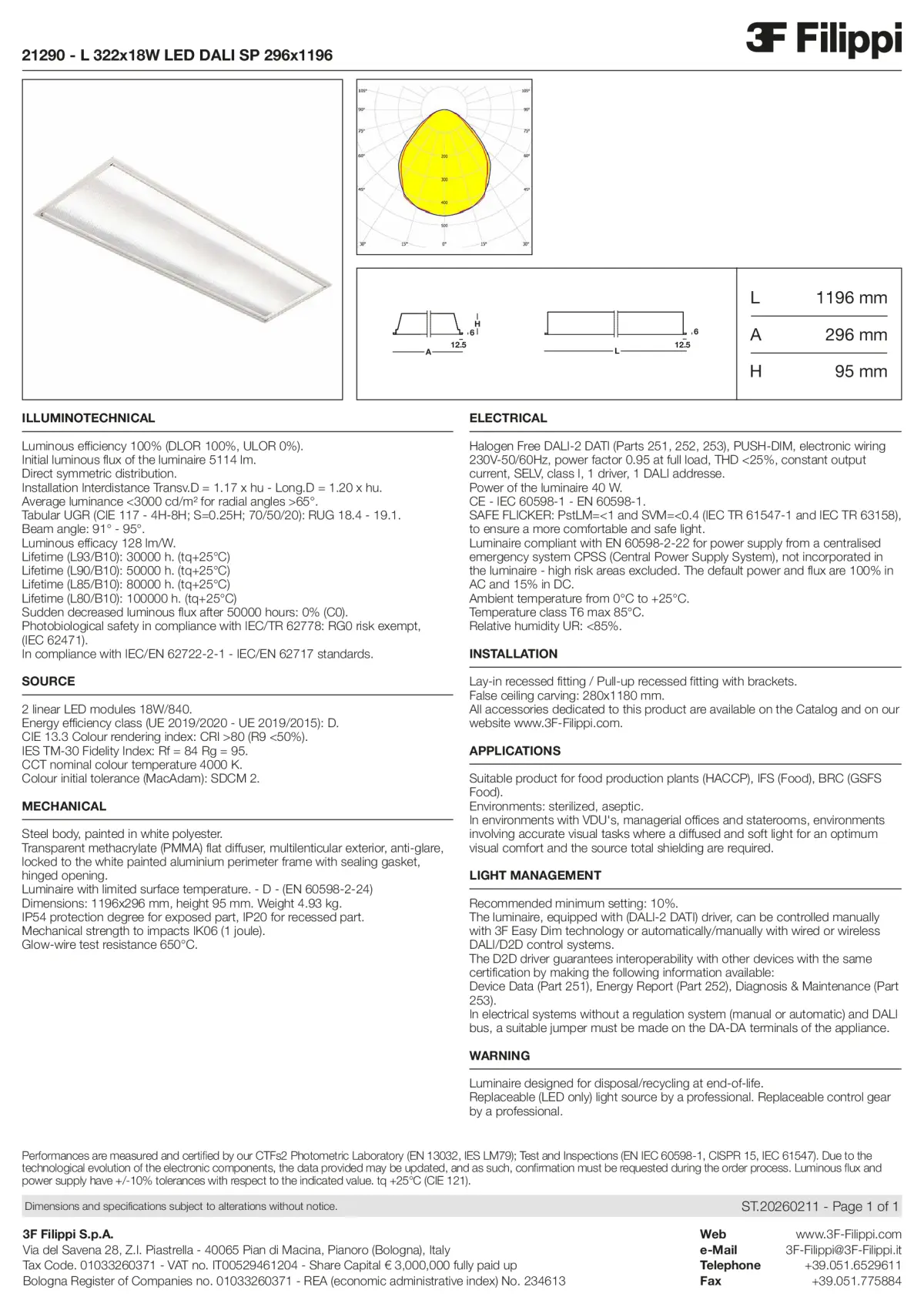 21290 - L 322x18W LED DALI SP 296x1196 - Datasheet - en