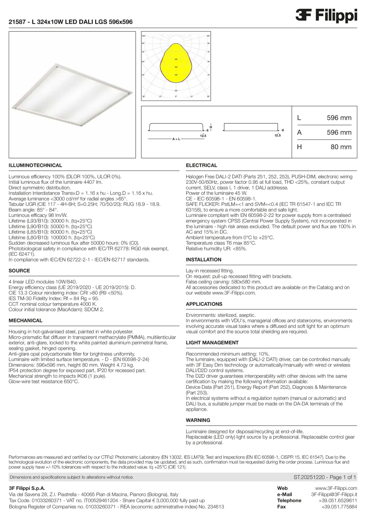 21587 - L 324x10W LED DALI LGS 596x596 - Datasheet - en