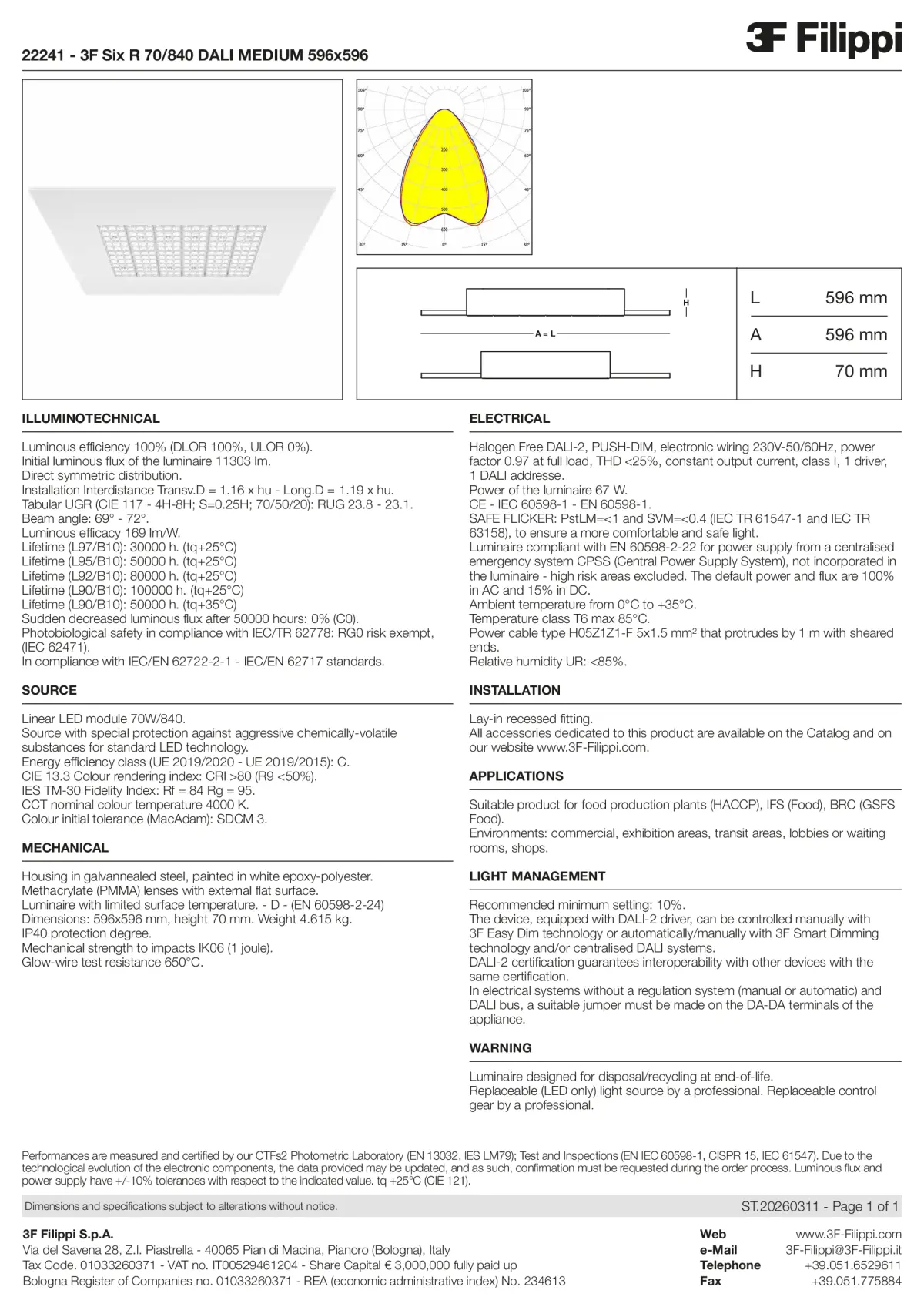 22241 - 3F Six R 70-840 DALI MEDIUM 596x596 - Datasheet - en