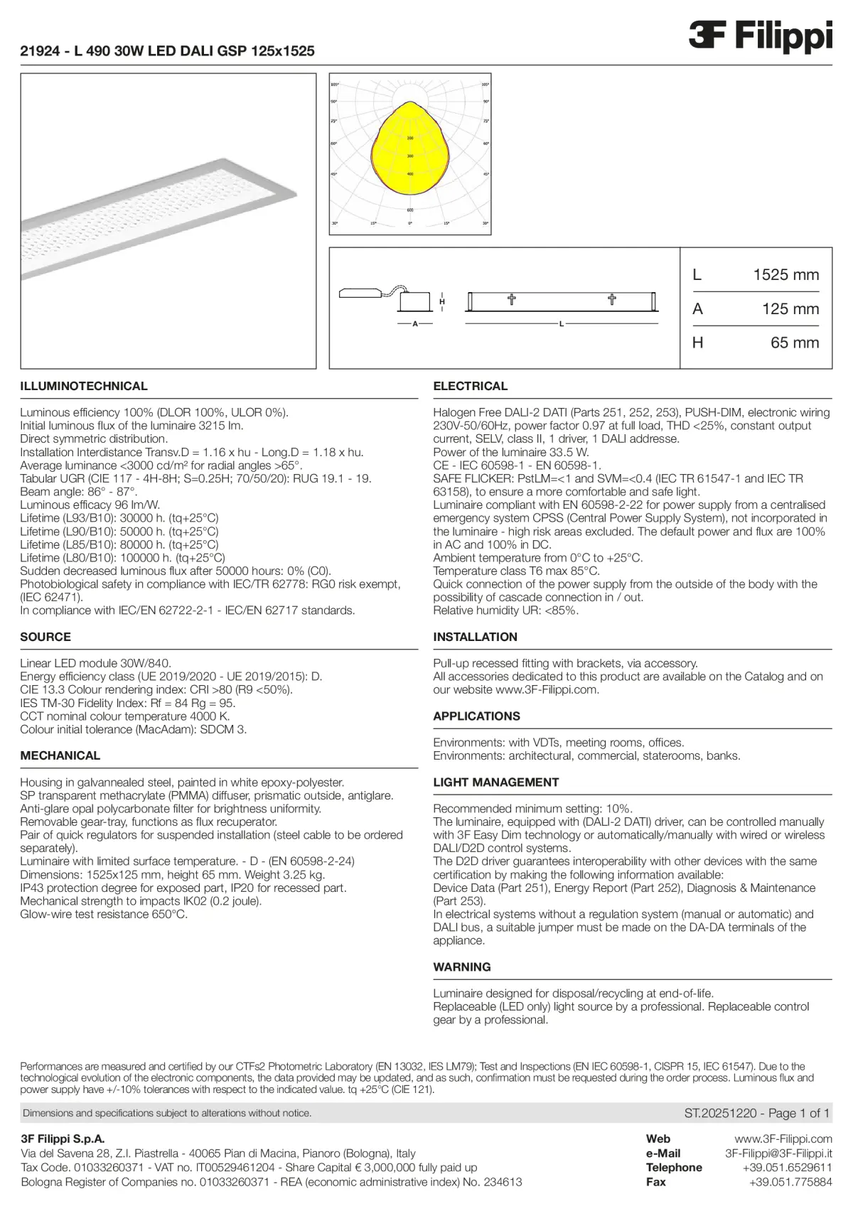 21924 - L 490 30W LED DALI GSP 125x1525 - Datasheet - en
