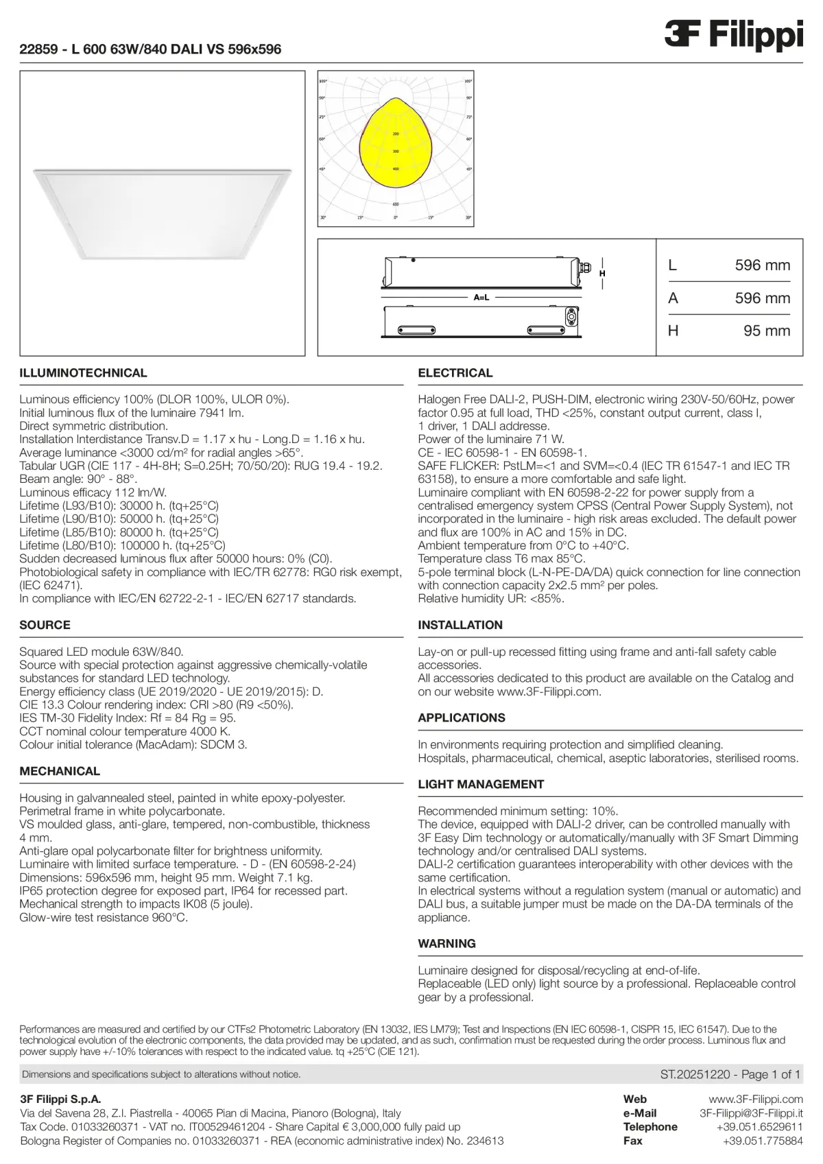 22859 - L 600 63W-840 DALI VS 596x596 - Datasheet - en